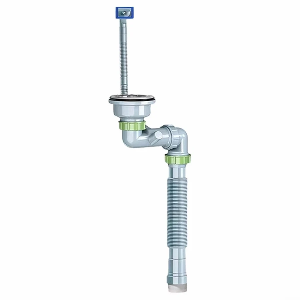 Kit de drenaje de doble fregadero con coladores de acero inoxidable, trampa P de PVC de 1.5 pulgadas con antitaza transparente para fregadero de cocina de doble tazón debajo del gabinete (individual)
