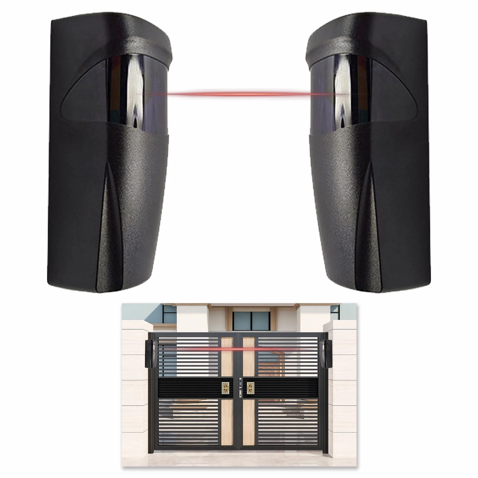Fotocélulas Infrarrojos Universales, Fotocelula Sensor Puerta Garaje, para Automatización de Puertas y Cancelas de Garaje, Ajustables 180°, Protección IP55, con Filtro Solar, Compatible AC/DC 12-24V