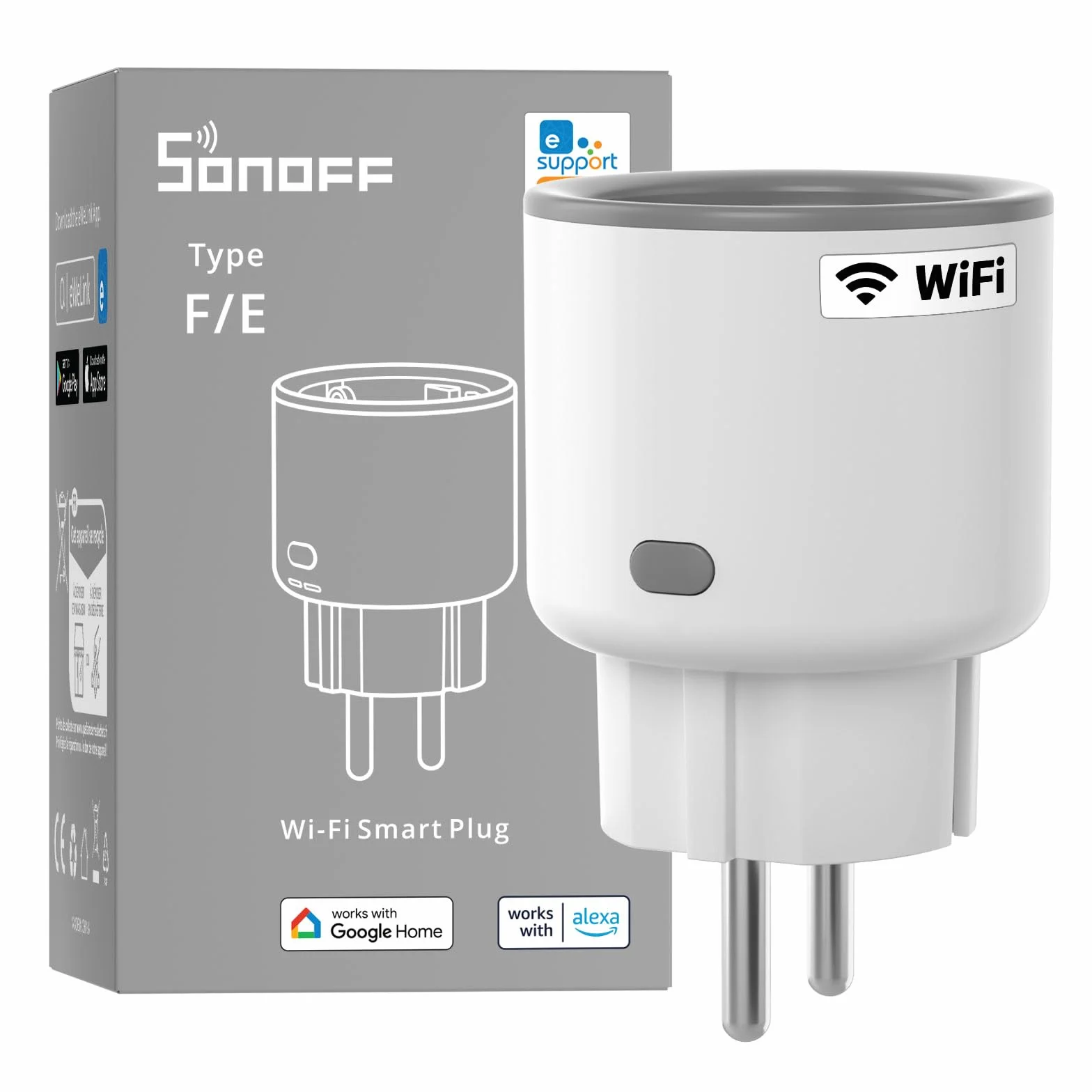 SONOFF S60TPF Enchufe Inteligente Wi-Fi (con Monitoreo Energético),Programar el Encendido/Apagado, Ahorro Energía, Compatible con Alexa y Google Home