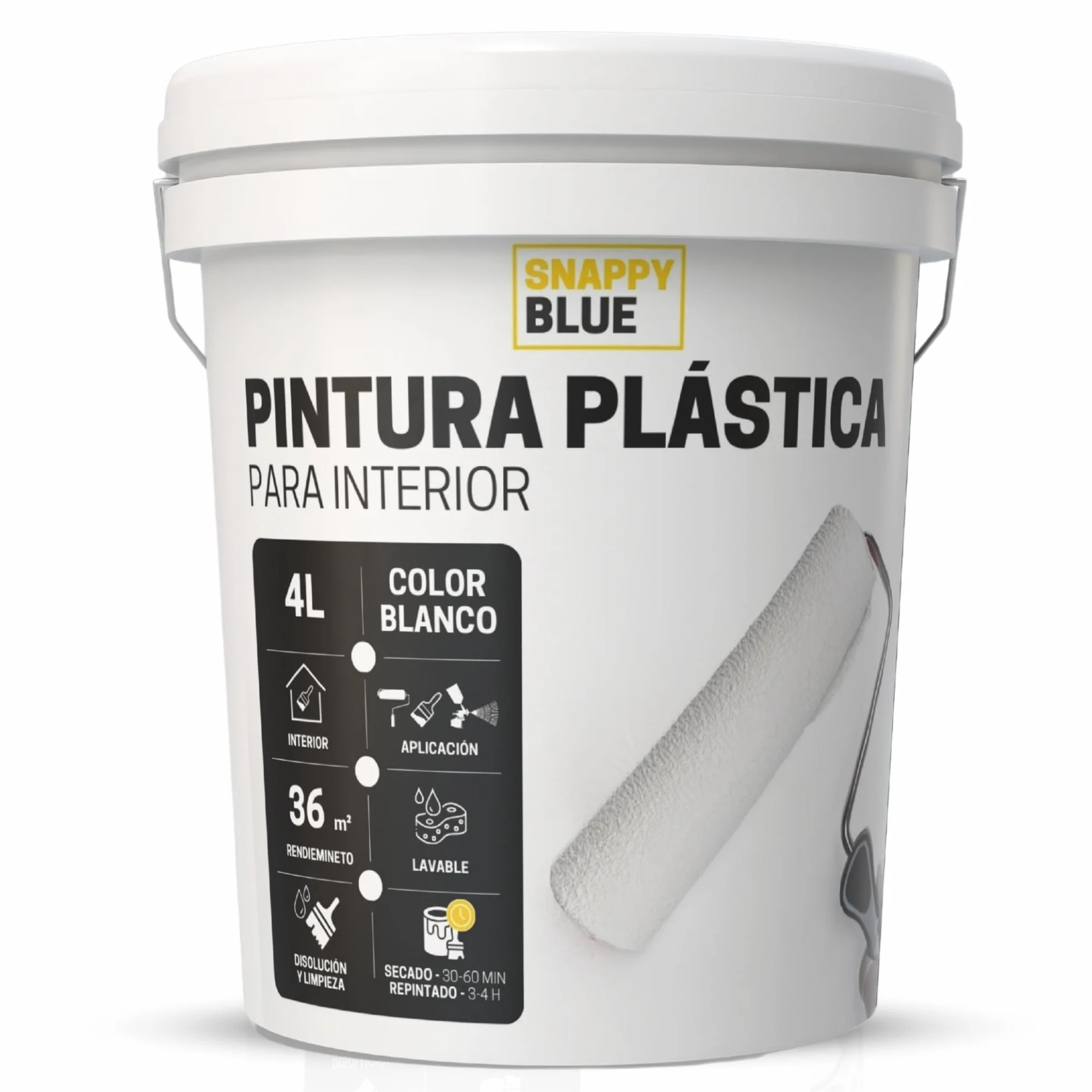 [4L] Pintura Blanca Interior Lavable de aspecto Mate, Pintura Plastica Blanca Interior para Múltiples Superficies con Alta Transpirabilidad, Pintura Pared (4L)