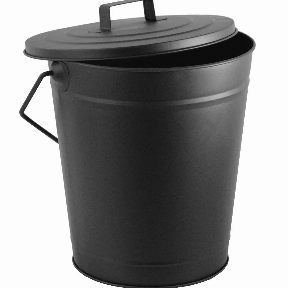 Fire Vida Ash Bucket - Soporte de Madera de carbón con Tapa, Color Negro