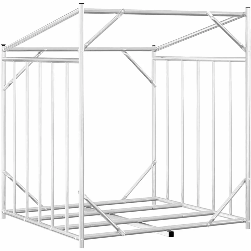 vidaXL Leñero Cubierta Lluvia 100,5x80,5x110,5 cm Acero galvanizado, Almacenamiento de leña, Soporte para leña para Chimenea, Almacenamiento de leña para Interior