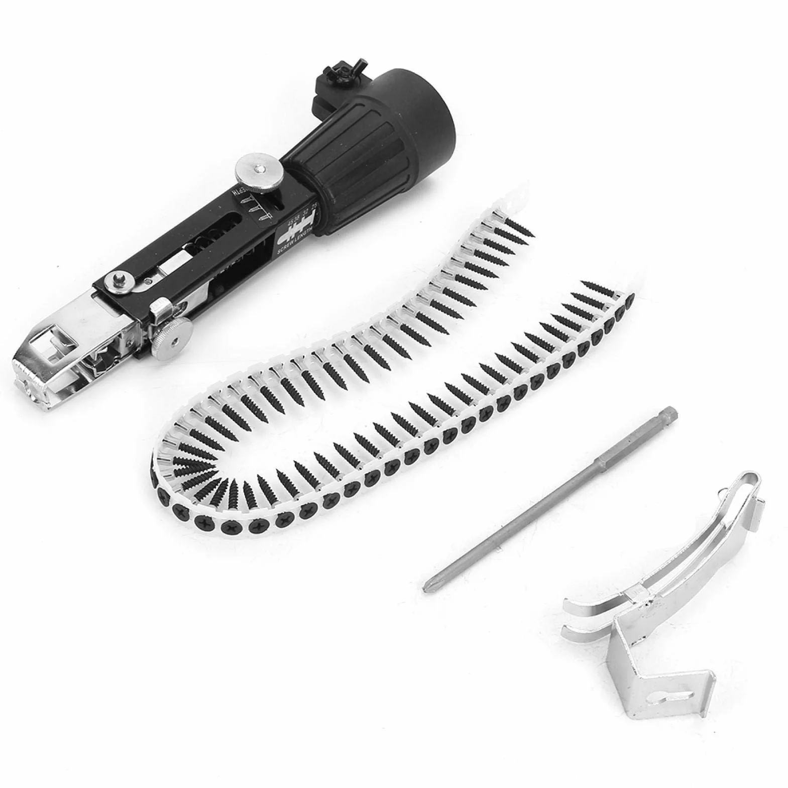 Pistola de tornillos de plataforma, Pistola de tornillos para paneles de yeso, Adaptador de cadena de tornillo de taladro de cadena de clavos automático para accesorio de taladro eléctrico