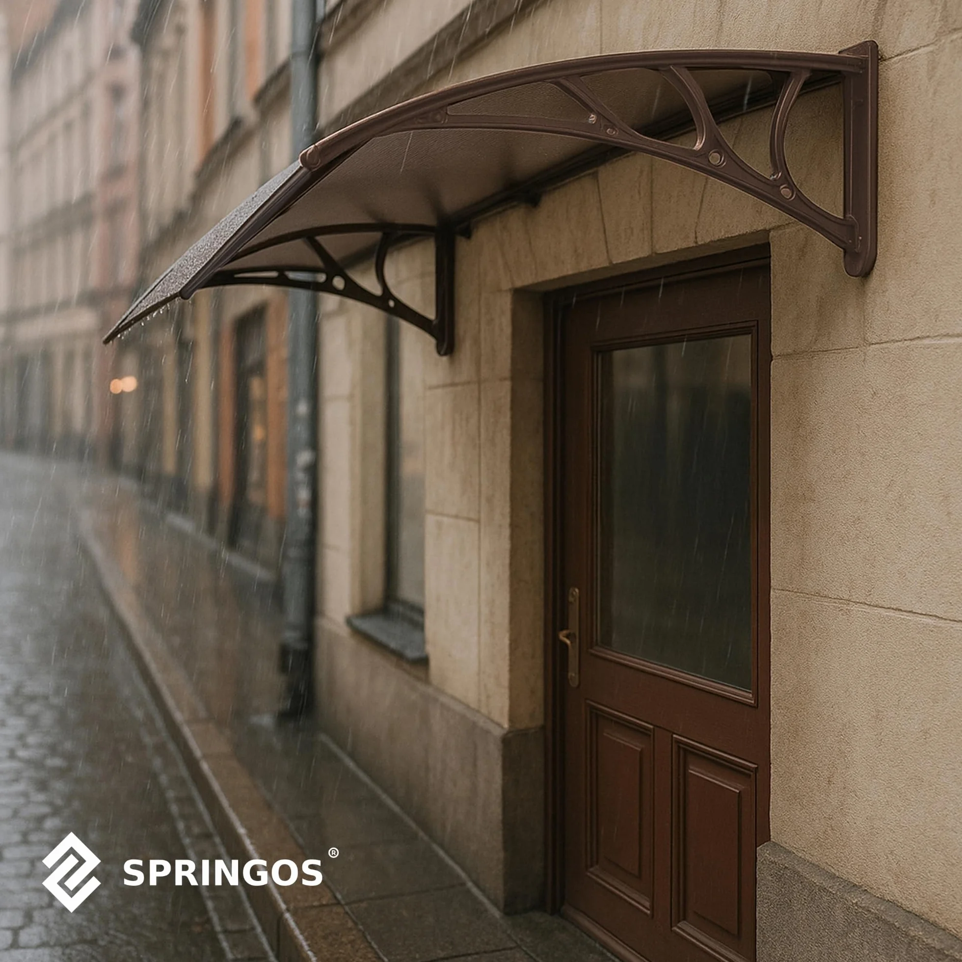 SPRINGOS Marquesina para puerta de entrada curvada 150x75x23 cm Aluminio Policarbonato