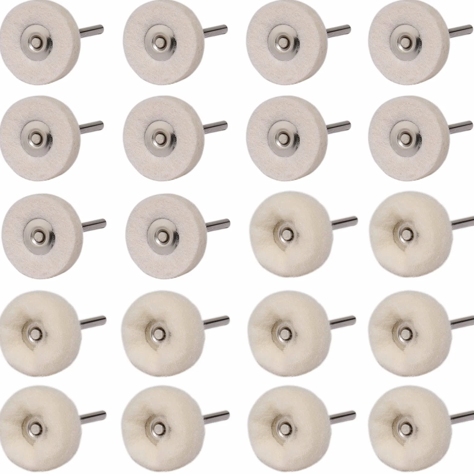 Ruedas de Pulido, 20 Piezas 25mm Herramienta de Pulido de Fieltro, Almohadilla de Pulido de Fieltro de Lana, con Mango de 3mm para Dremel, Joyería de Pulido Fino, Relojes