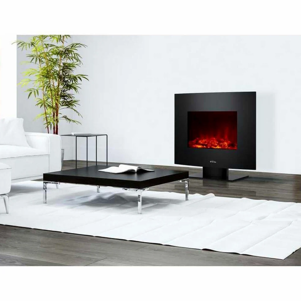 Chimenea Eléctrica, 2000W, Cristal Templado Negro, con pie y Mando a Distancia CHE-340 Purline