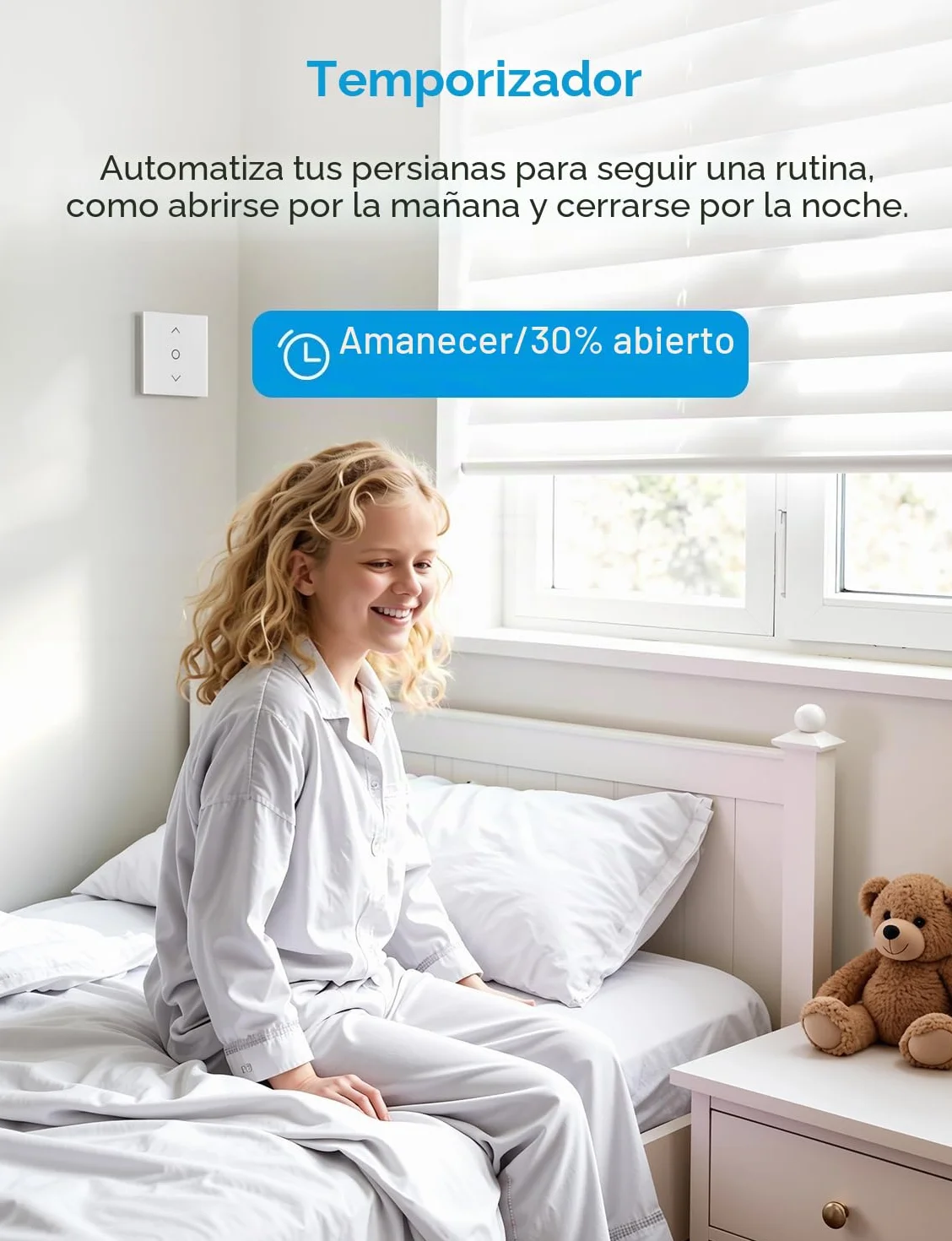 meross Matter Interruptor Persiana WiFi 80x80mm, Compatible HomeKit/Alexa/Google, Control Porcentaje/Voz/App/Programación, Control Local sin Internet, Respuesta Milisegundos (Necesita Neutro)