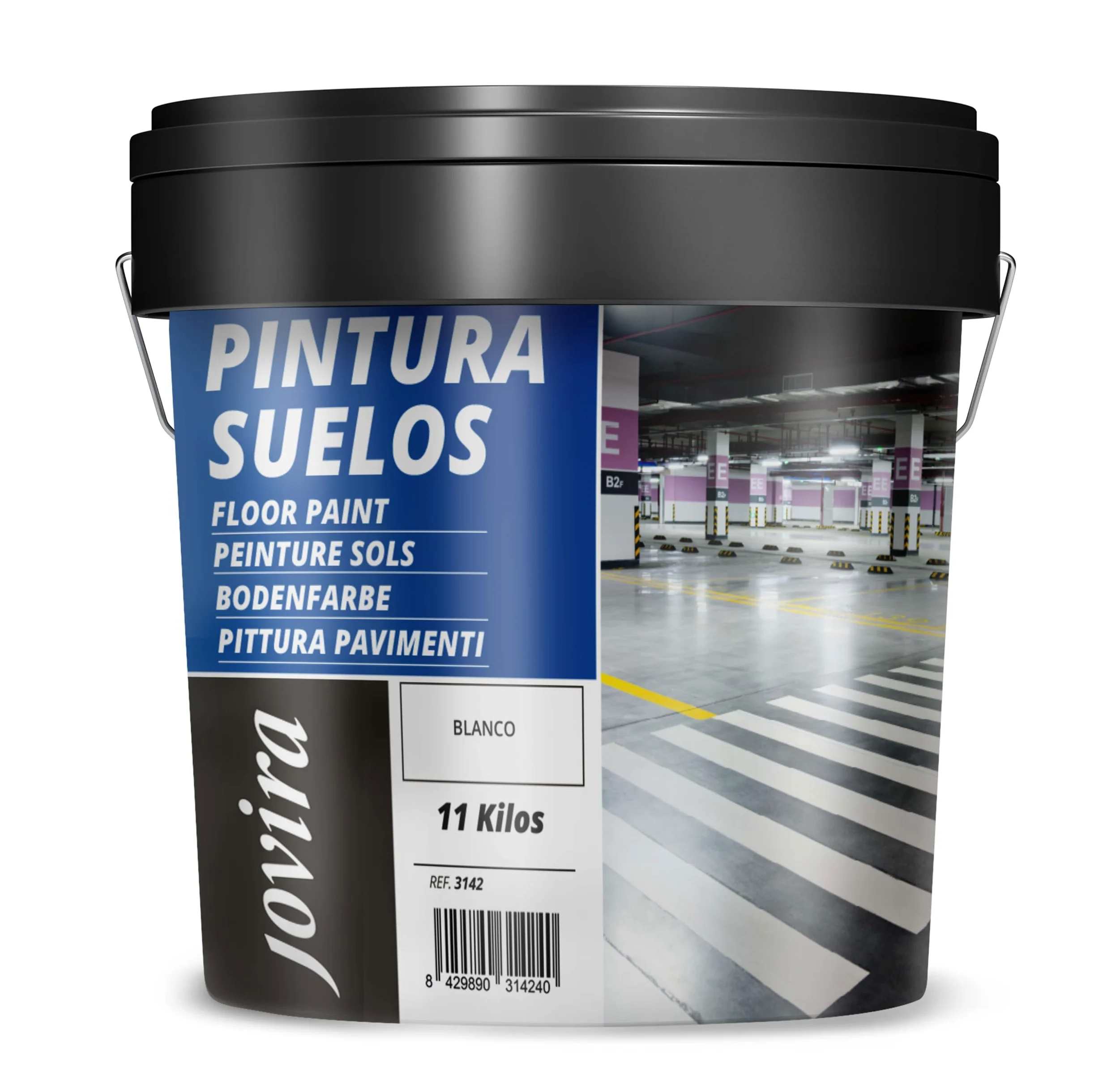 JOVIRA PINTURAS Pintura Suelos, Garajes y Pavimentos Deportivos -11 KG- en general, acabado Mate. Protege y decora las superficies de hormigón, cemento y asfalto. (11 Kg, Blanco) A-14D