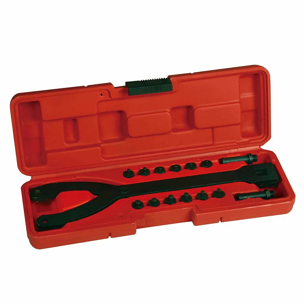Juego de 15 llaves de cilindro variable, llave inglesa ajustable con pasadores variables, herramienta de soporte de polea de embrague y ventilador