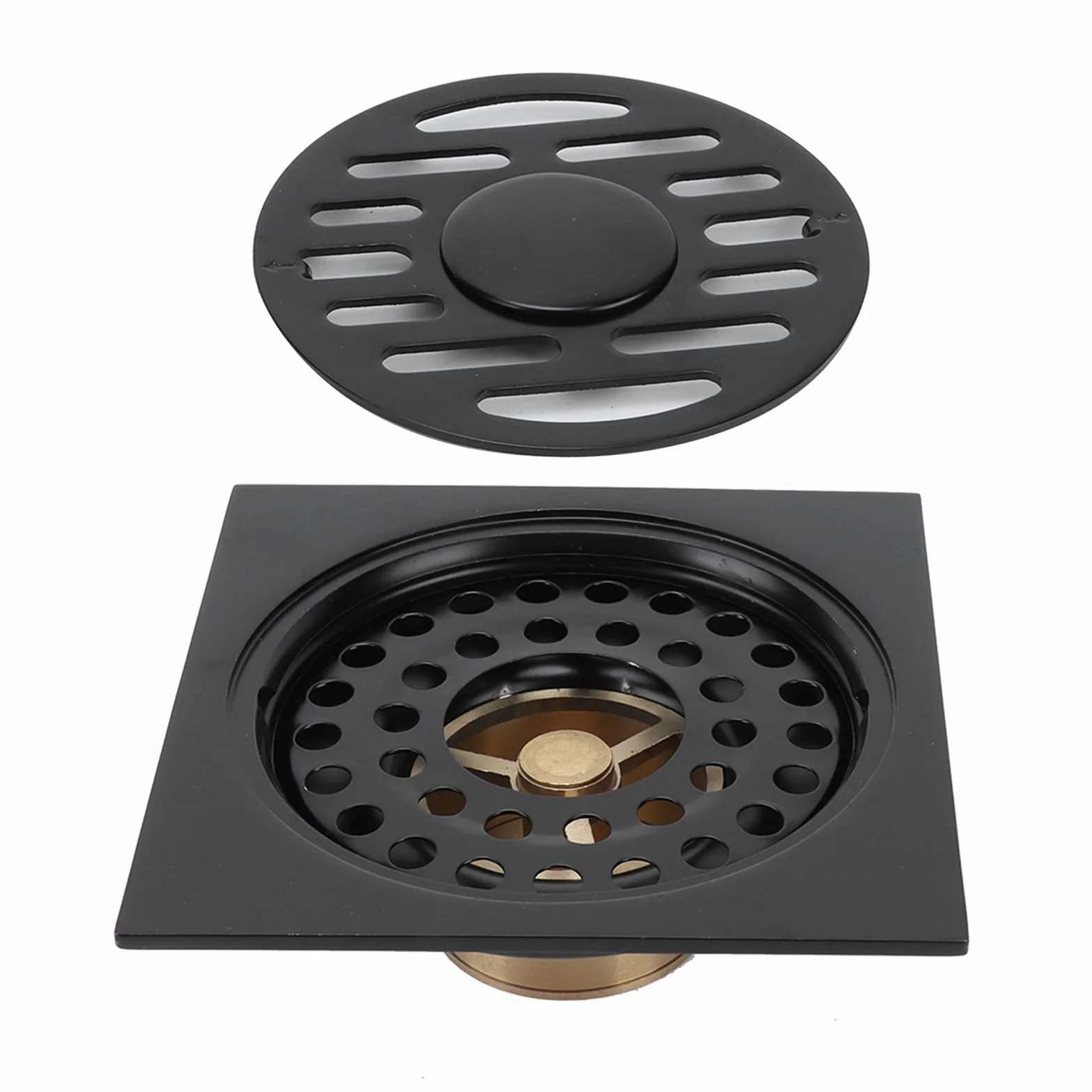 Drenaje de Ducha Cuadrado, Drenaje de Piso 10x10cm de Acero Inoxidable con Tapa Extraíble y Colector de Cabello, Sifón de Suelo para Baño Cocina Balcón Garaje