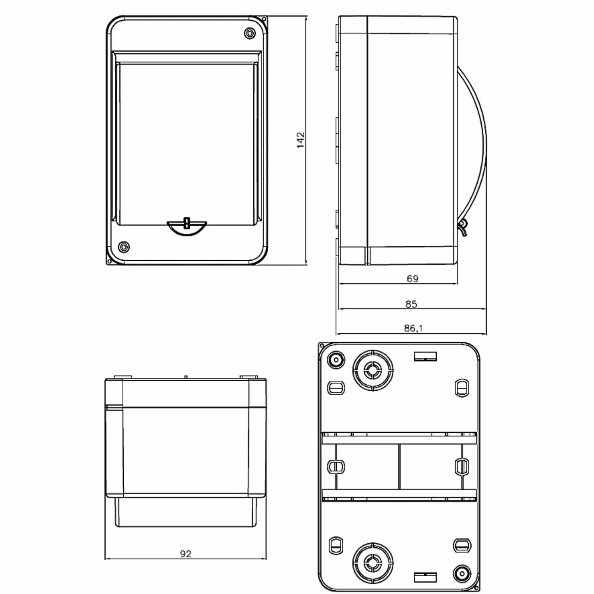 Caja Distribucion Electrica Modular Carcasa Plástica IP40 Caja Estanca Exterior Electrica con Tapa Ahumada - Cuadro Electrico Superficie con N+PE 1 Fila (4 módulos)
