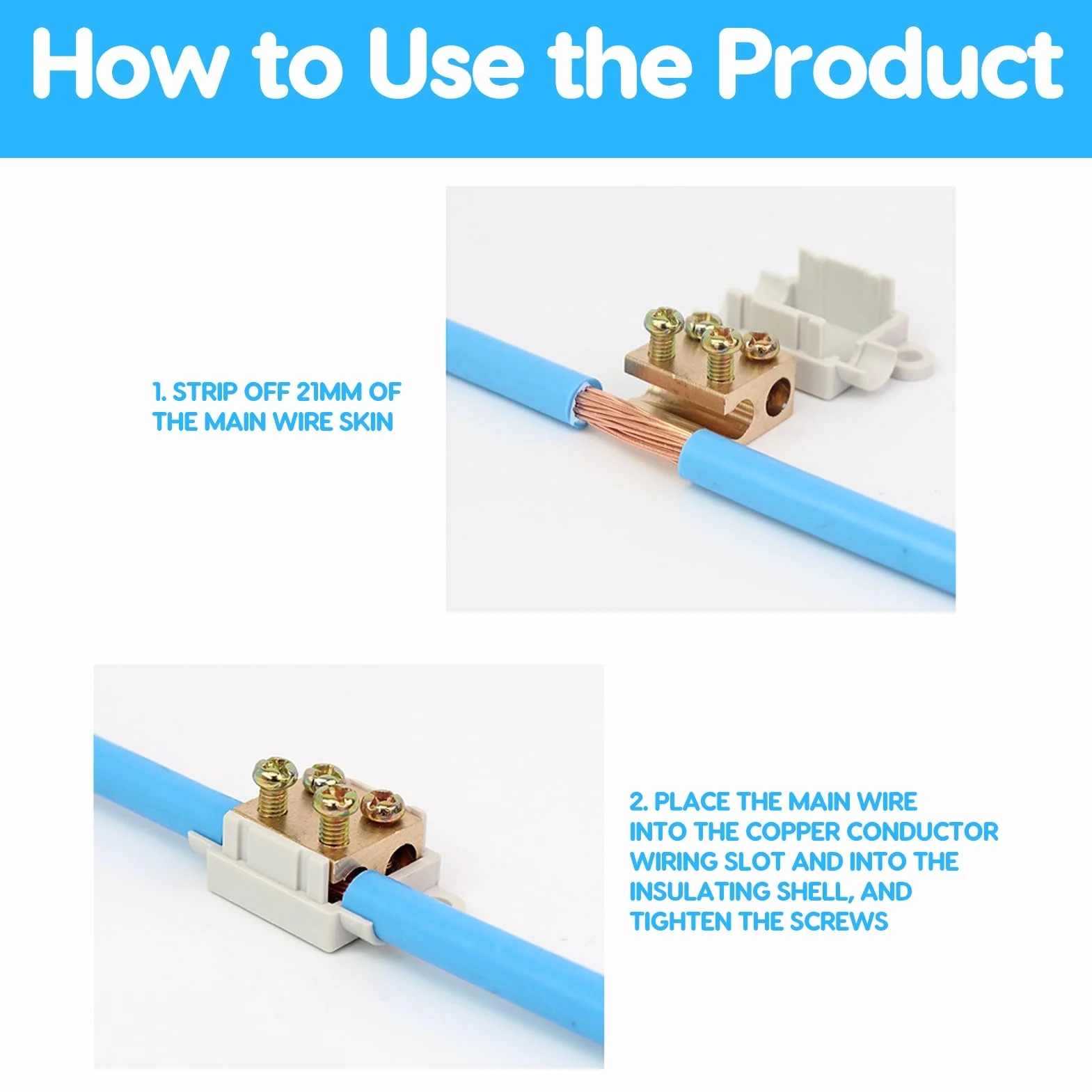 Conector Divisor Tipo T Caja de Conexiones 3 Vías 6 Uds. 1000V 100A ZK-1216