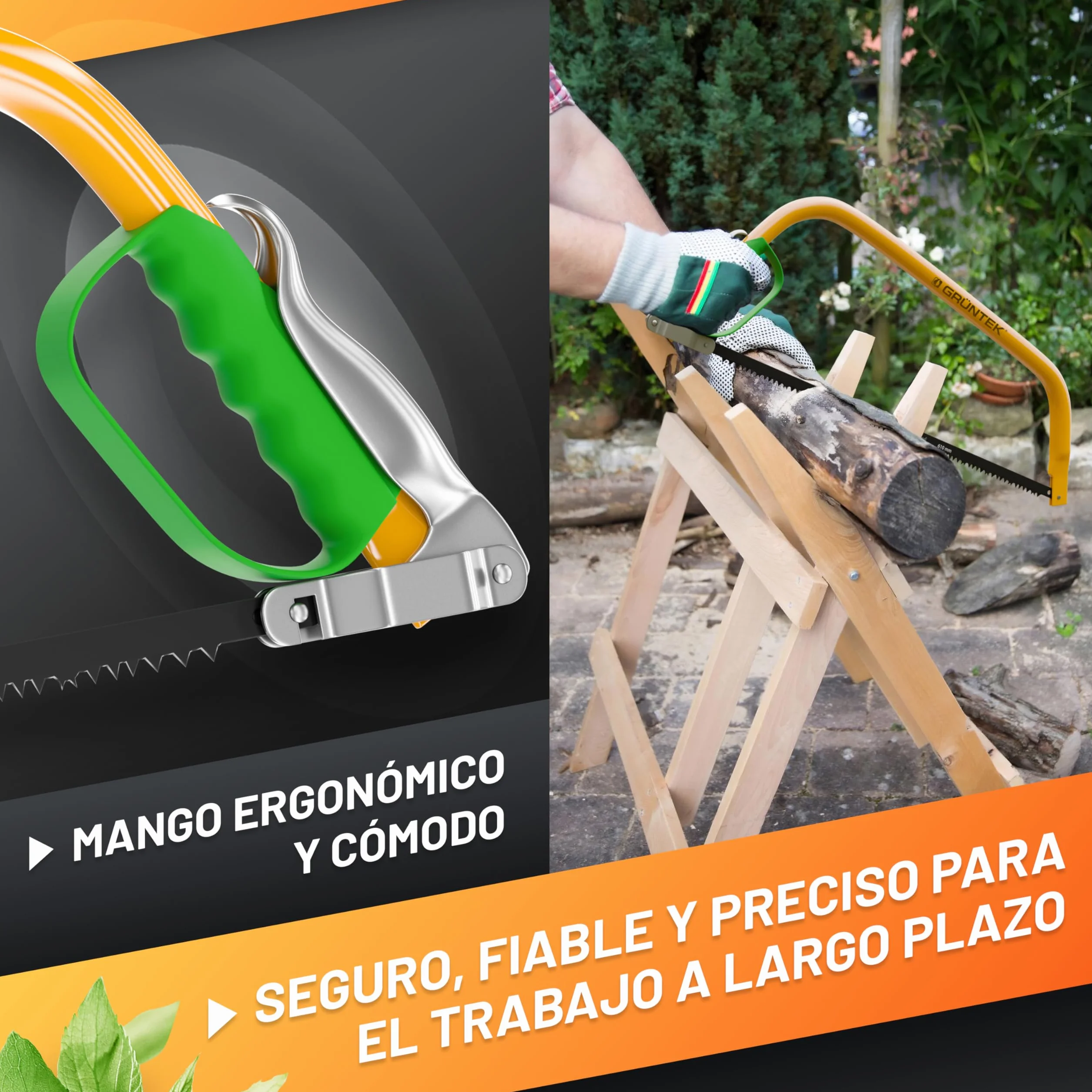 GRÜNTEK Sierra de Arco MARLIN 610 mm Sierra profesional para madera