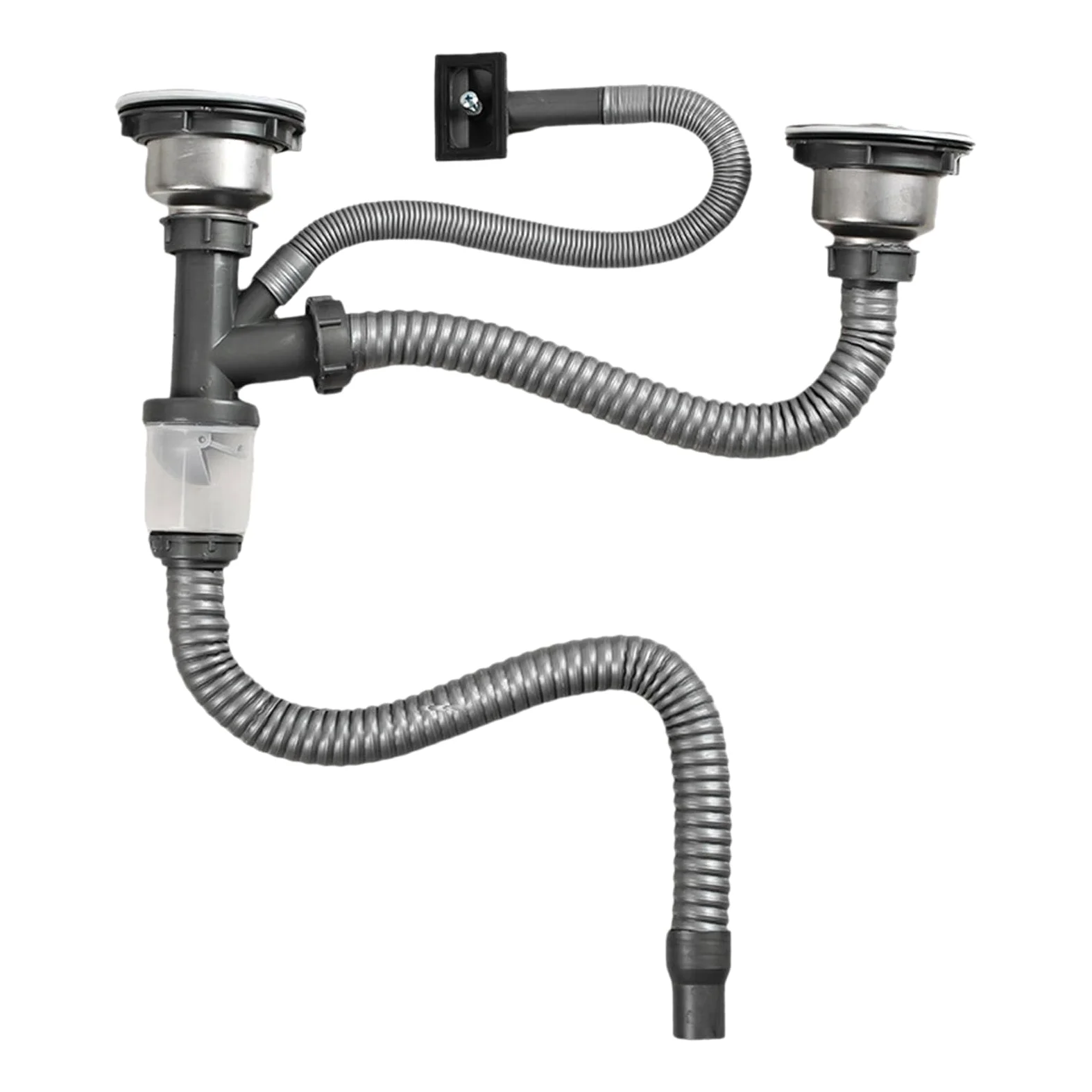 Qianly Tubo de Desagüe para Fregadero de Cocina, Fregadero Doble, Tubo de Desagüe para Fregadero de Cocina