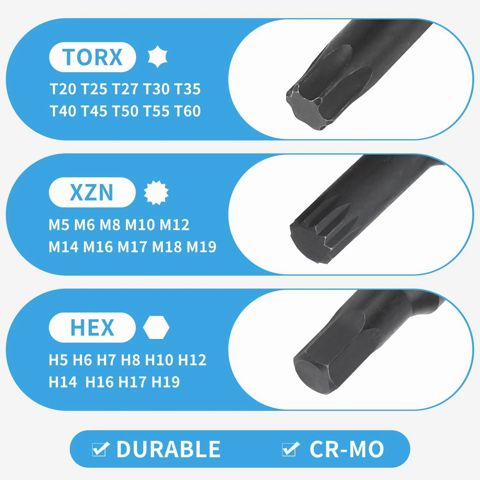 EFUTURETIME 10 Piezas Juego de Llaves de Vaso Torx 1/2", T20, T25, T27, T30, T35, T40, T45, T50, T55, T60, con Caja, CR-MO
