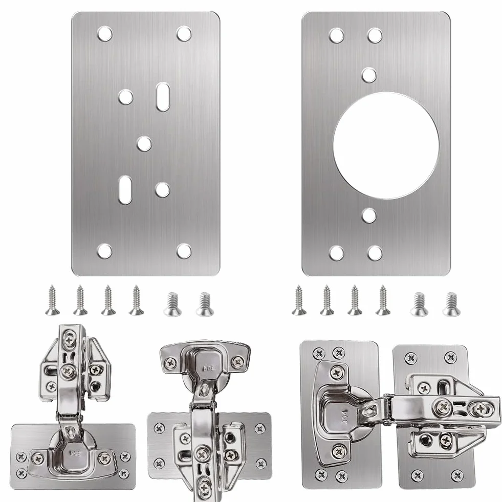 Flintronic 2 Piezas Placa de Reparación de Bisagras de Acero Inoxidable con Tornillos