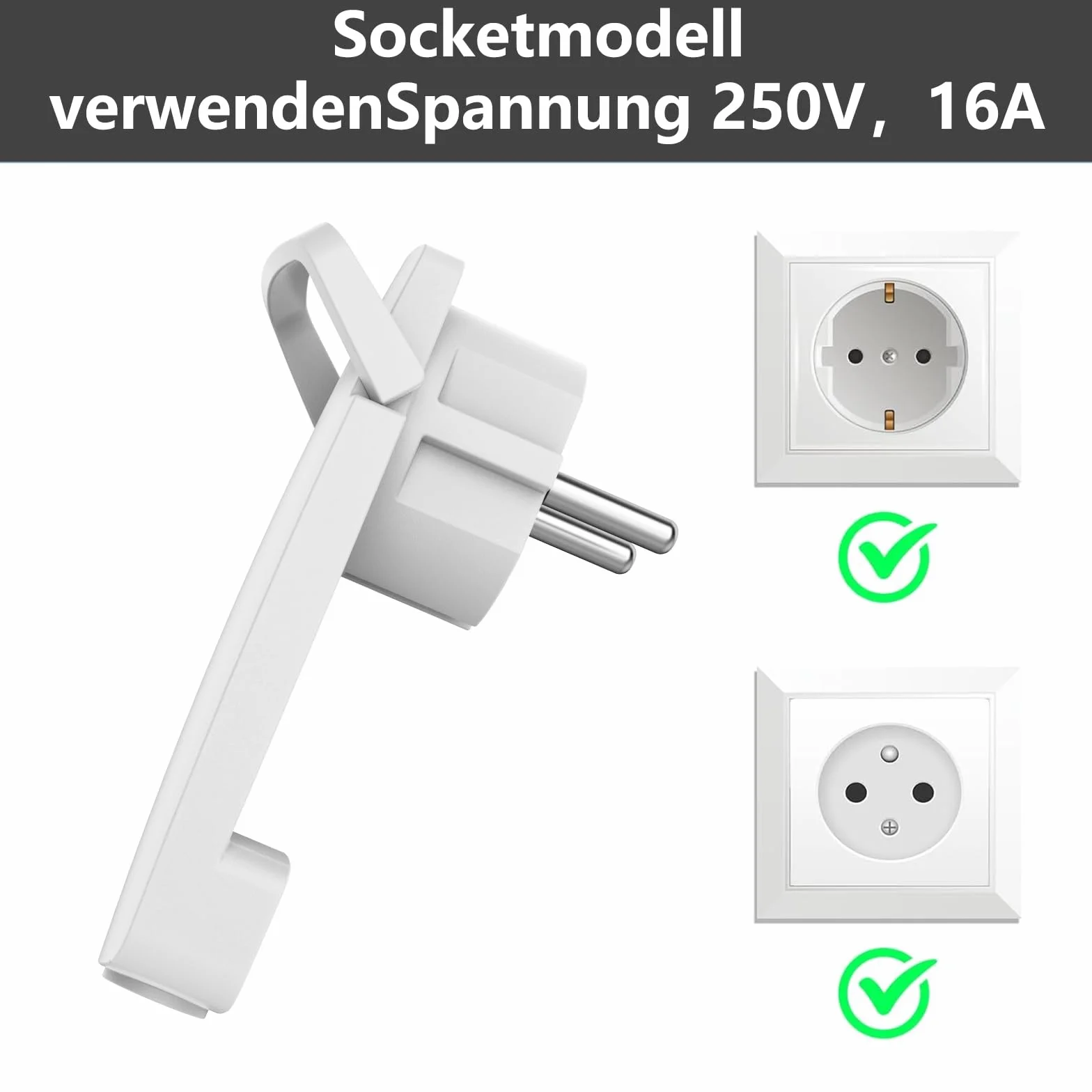 Enchufe Plano 2 Piezas Blanco Schuko IP20 250V 16A 1,5 mm²