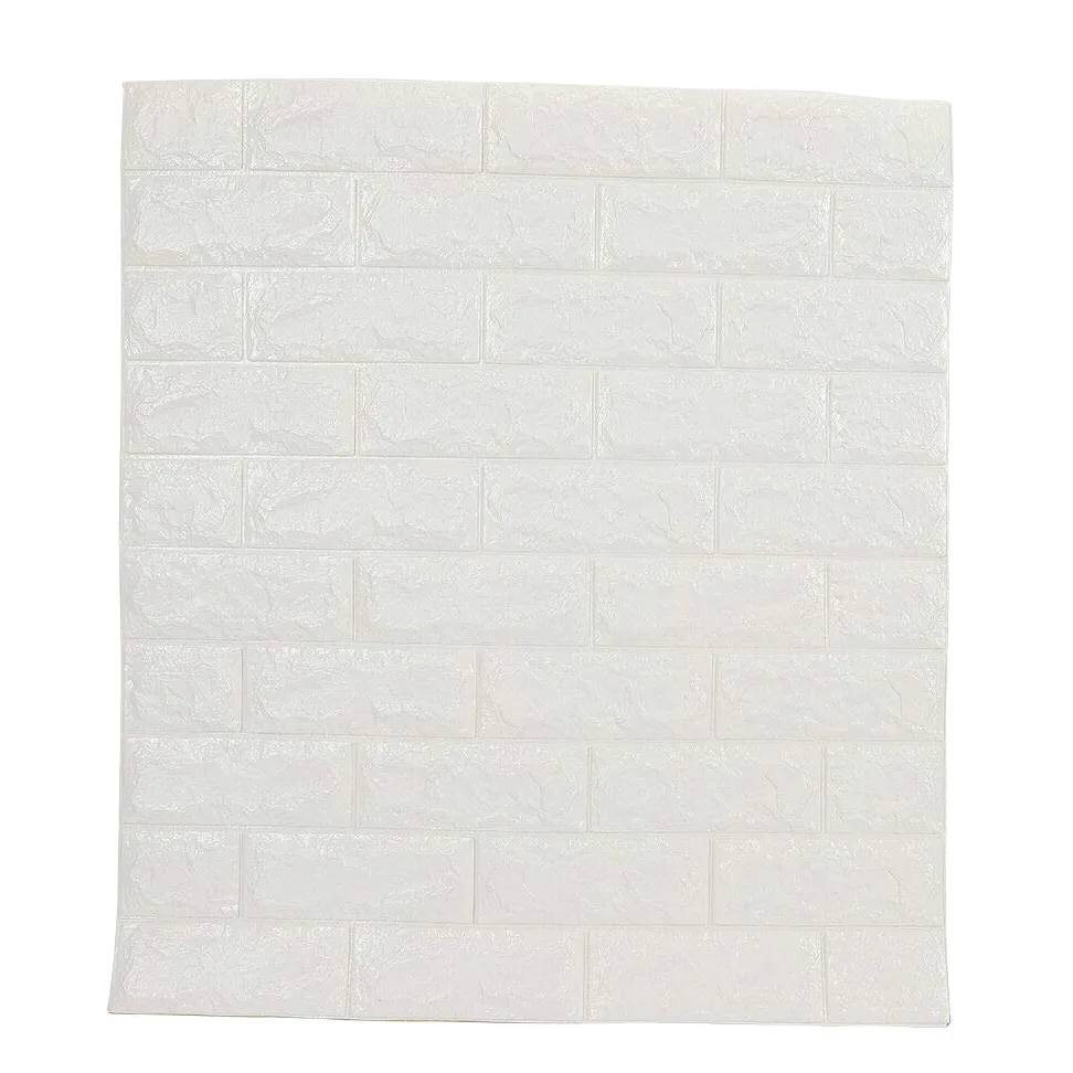 10 paneles de pared 3D autoadhesivos, aspecto de piedra, 70 x 77 cm, espuma de polietileno, DIY, ladrillos, piedra repujada, decoración de pared (blanco)