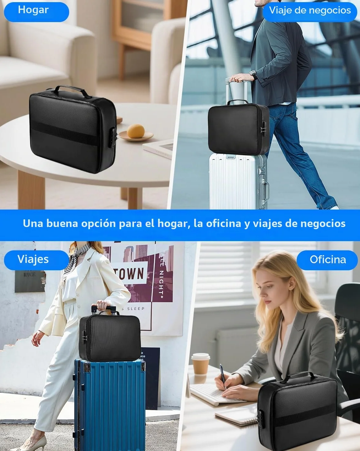 Caja Fuerte Ignífuga con Cerradura, Organizador de Documentos Importantes, Resistente al Agua, Maletín Portátil para Documentos con Bolsa Organizadora de Varias Capas para Archivos, Pasaporte