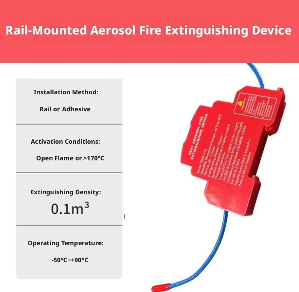 Extintor Cuadro Eléctrico Automático Aerosol para Panel Eléctrico Montaje Riel DIN Armarios (2PC)