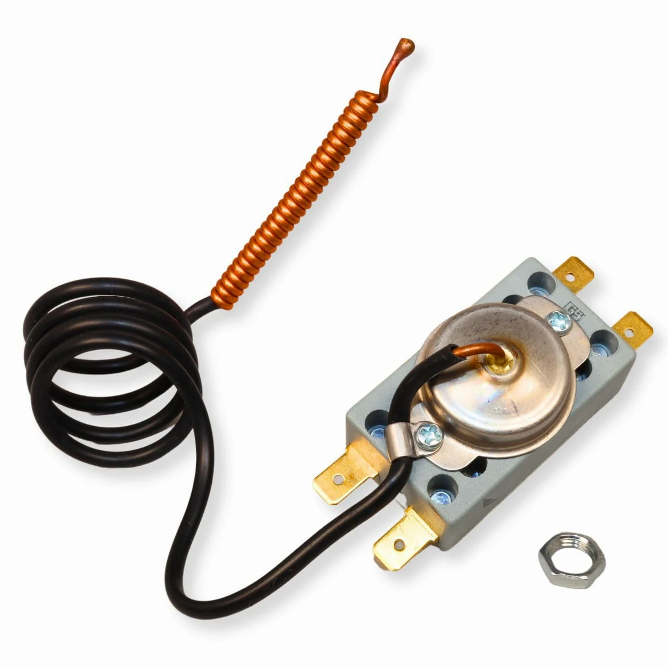 GOLDMAN SERVICE | Termostato de Seguridad para Termo Calentador de Agua Eléctrico Activación Automática a 93ºC | Bulbo Sonda 500mm | Fácil Rearme Manual