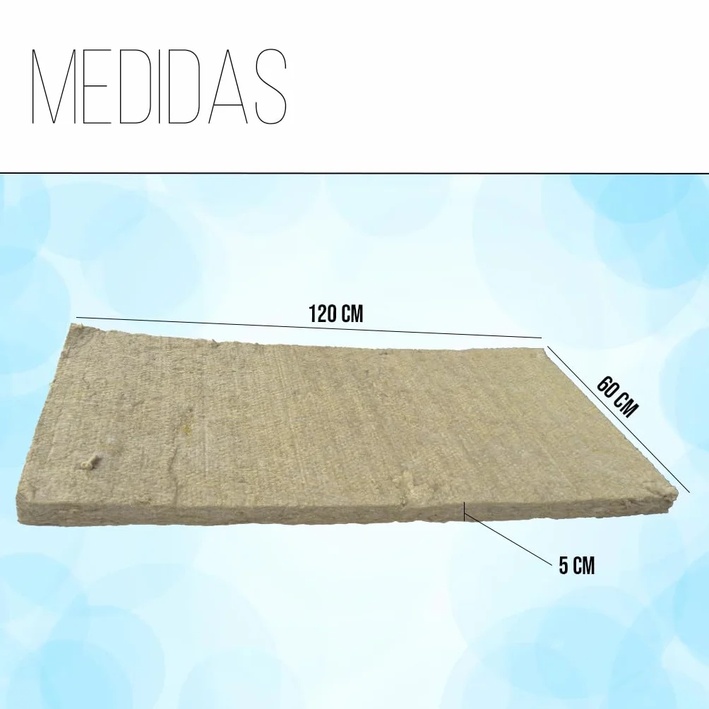 Panel de Lana de Roca Aislante Térmico y Acústico – Plancha de 120x60x5 cm | Alta Densidad | Resistente al Fuego | Aislamiento para Paredes, Techos, Suelos, Vehiculos y más.
