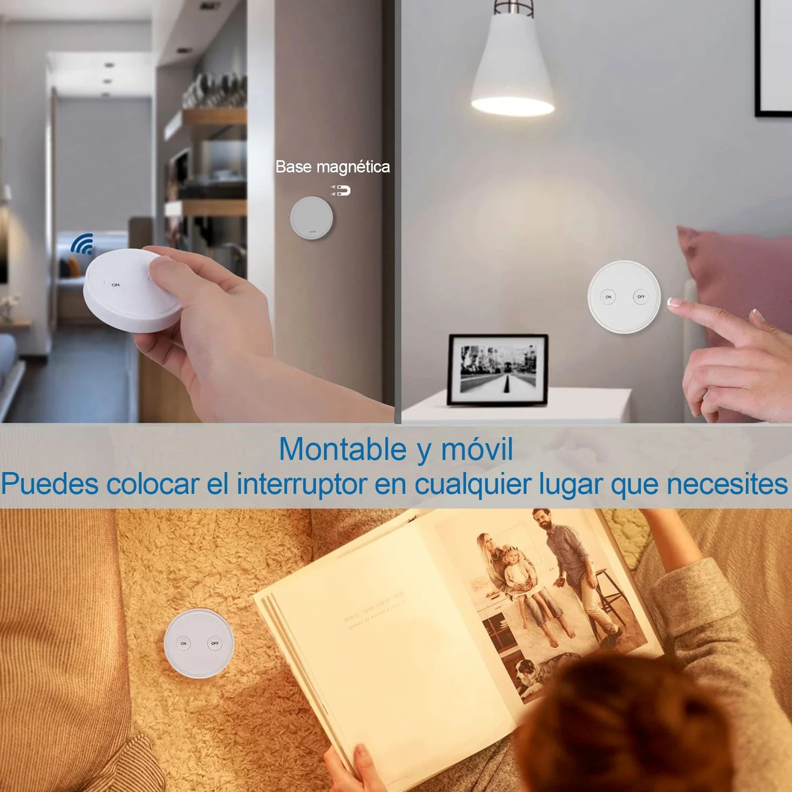 Kit de Interruptor Inalámbrico LoraTap para Luces y Electrodomésticos - Receptor de Alta Potencia 2500W 10A, Alcance Largo hasta 200m, Incluye 2 Mandos a Distancia + 1 Relé