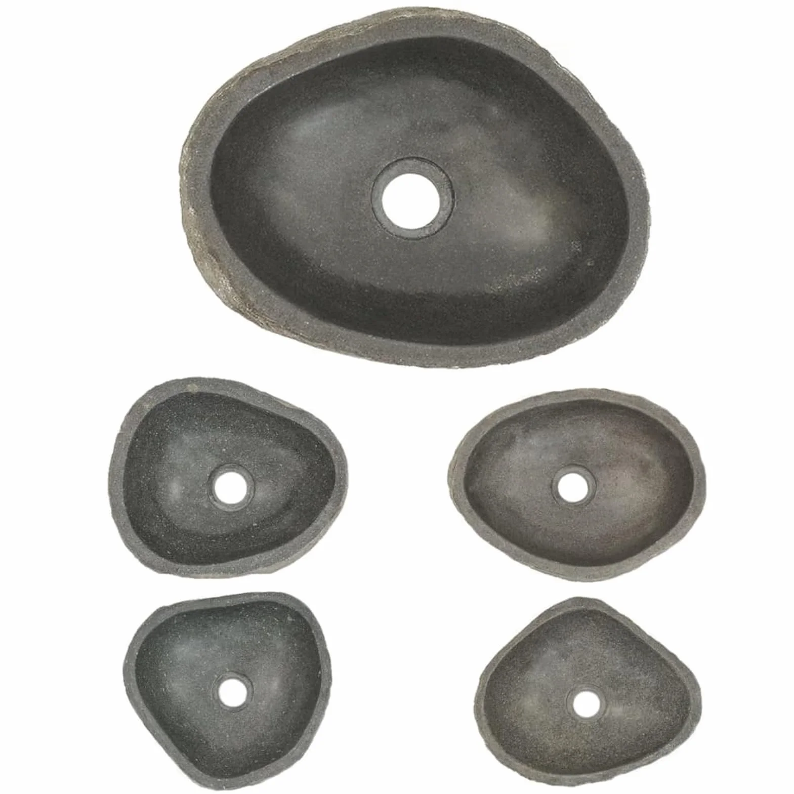 ZEYUAN Lavabo de Piedra de Río Ovalado 29-38 cm, Fregadero Sobre Encimera, Lavamanos para Baño, Lavatorio Casa De Banho