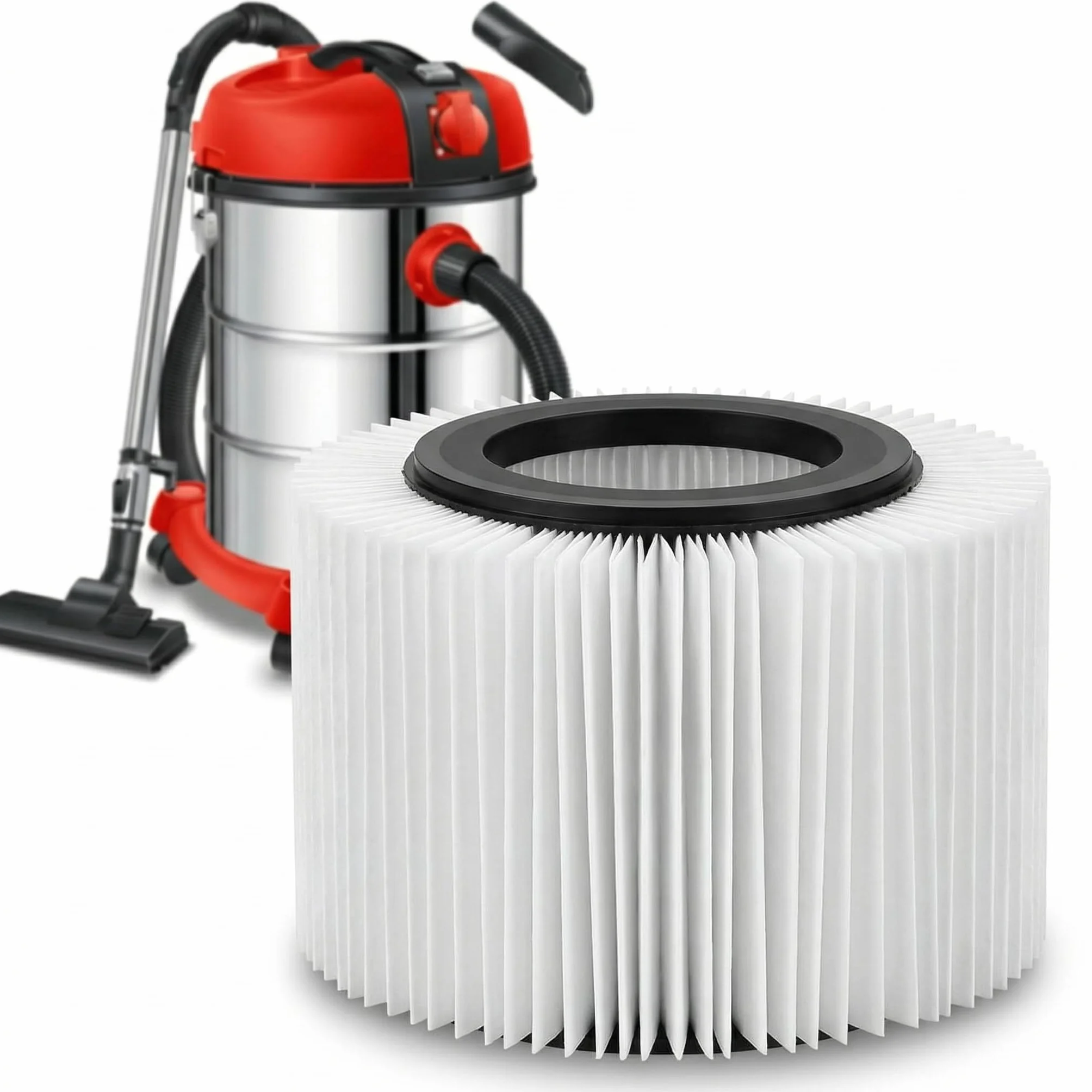 Masko® Aspirador Industrial, Aspirador en seco y húmedo, Acero Inoxidable 2300W + Enchufe función de soplado Aspirador en seco y húmedo | Aspirador Industrial con y sin Bolsa, Hepa filtrar