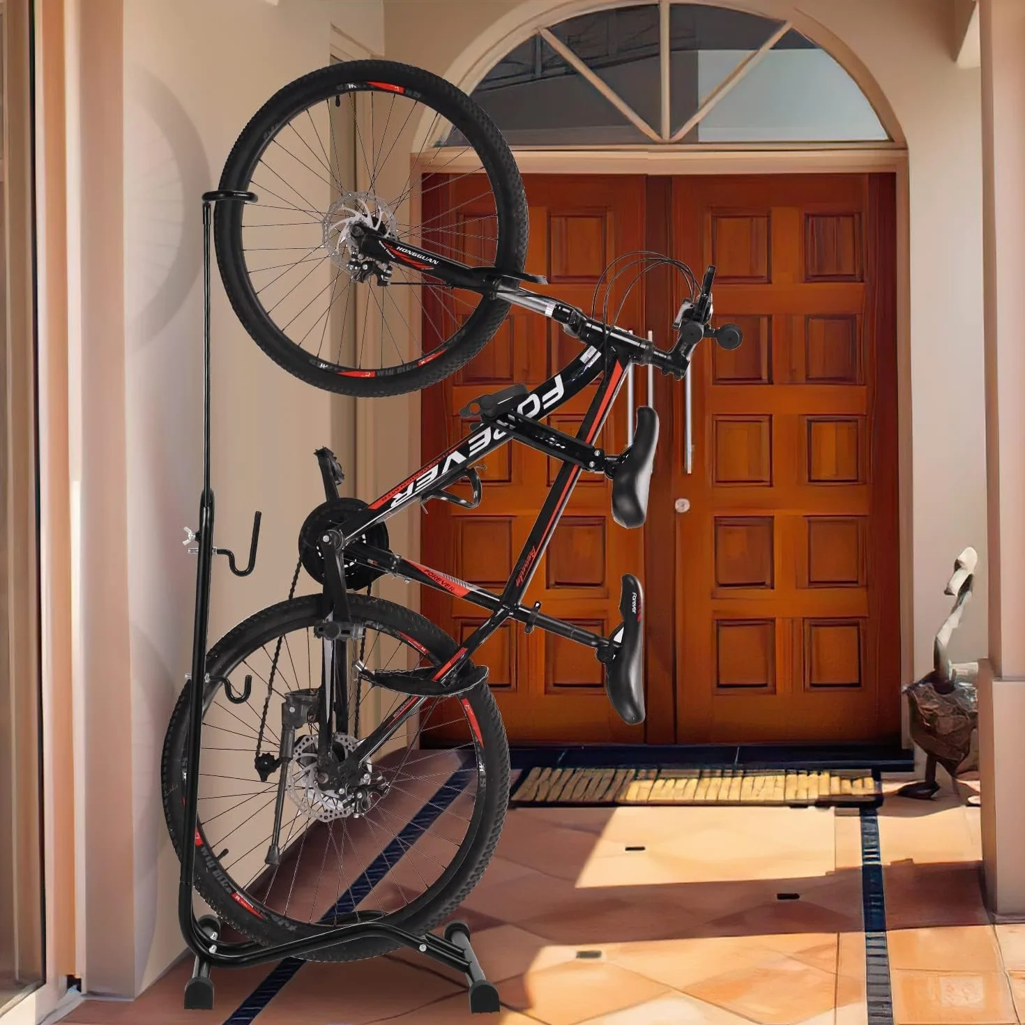Soporte de suelo 3 en 1 para bicicleta, vertical, ahorro de espacio, para bicicleta de montaña y carretera