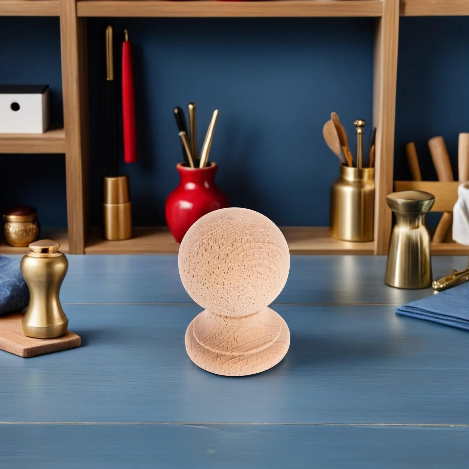 Vaguelly Remate de Madera Maciza en Forma de Bola para Muebles y Escaleras, Estilo Romano Clásico, Fácil Instalación, Adecuado para Decoración de Villas y Renovaciones