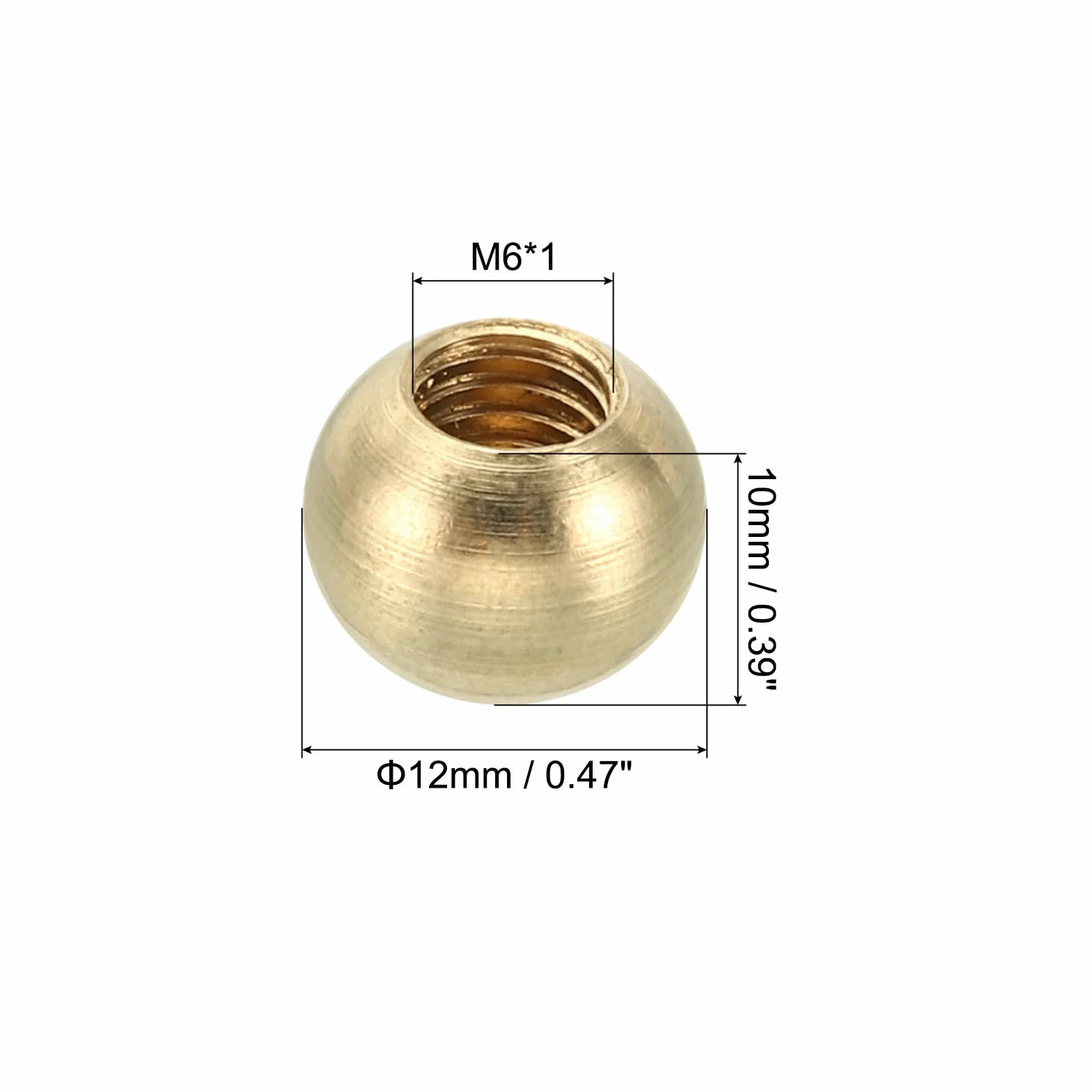 PATIKIL M6x1 Rosca Tapa Tuercas Perilla, 20 Paquete Latón Bola Lámpara Decoración Tornillo Tapones Tuerca Cubierta Tuerca para Muebles Iluminación o Bricolaje Proyecto 12mm