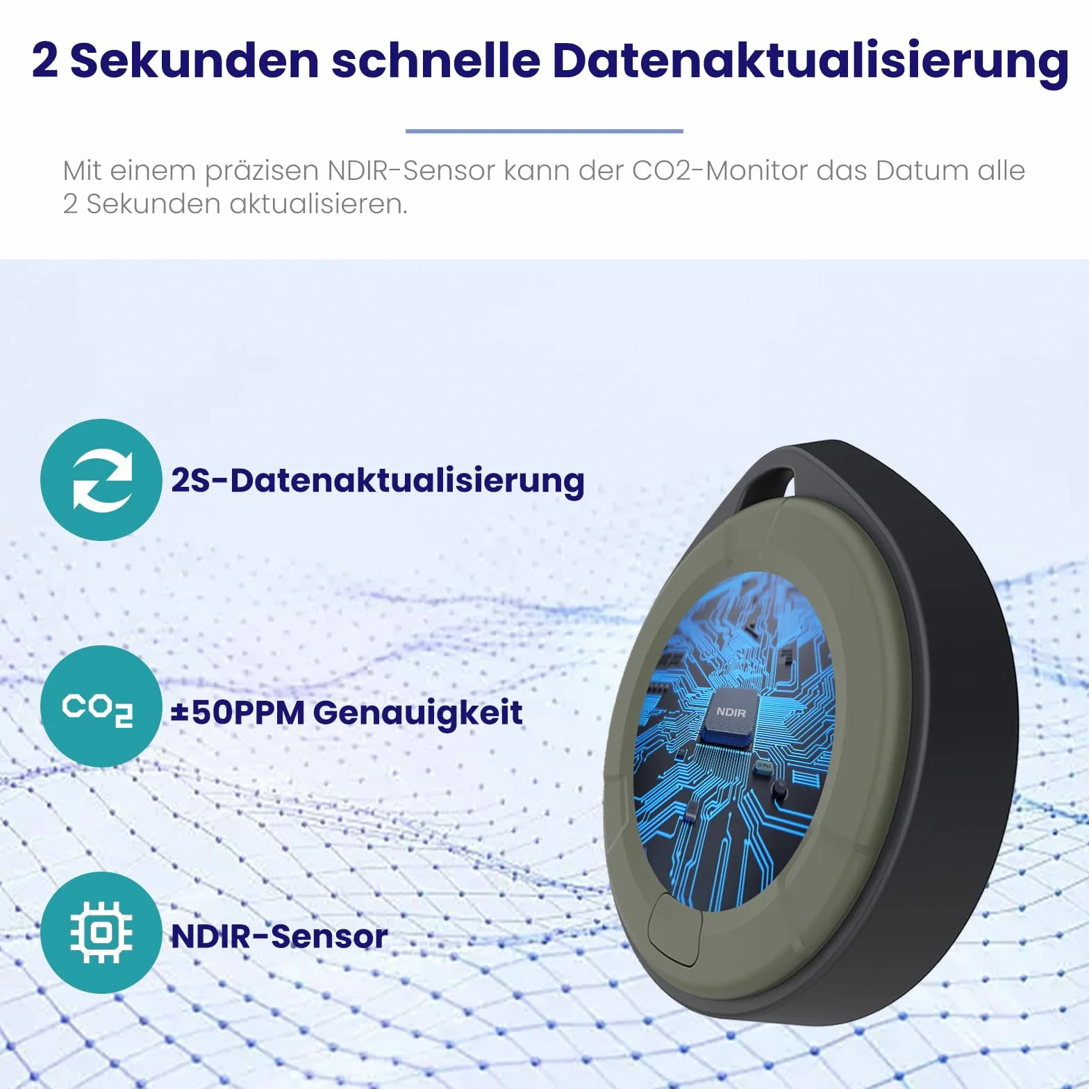 LSENLTY Detector de CO2 portátil, actualización de 2 segundos, monitor de CO2 de alta precisión, medidor de CO2 3 en 1 (temperatura, humedad y valor de CO2), 96 horas de tiempo de espera para viajes