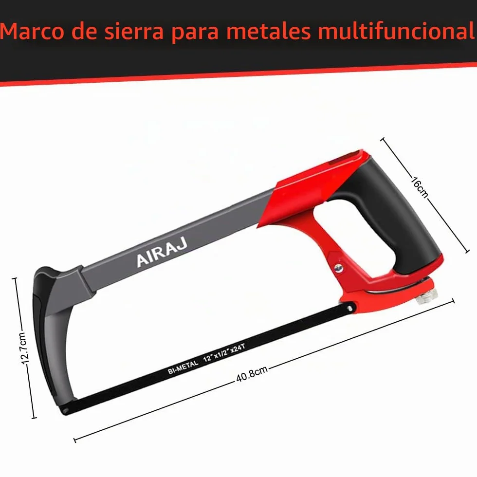 AIRAJ Sierra para Metales 300mm Ajusta la Tensión 2 Ángulos de Corte 45°/90° 10 Hojas