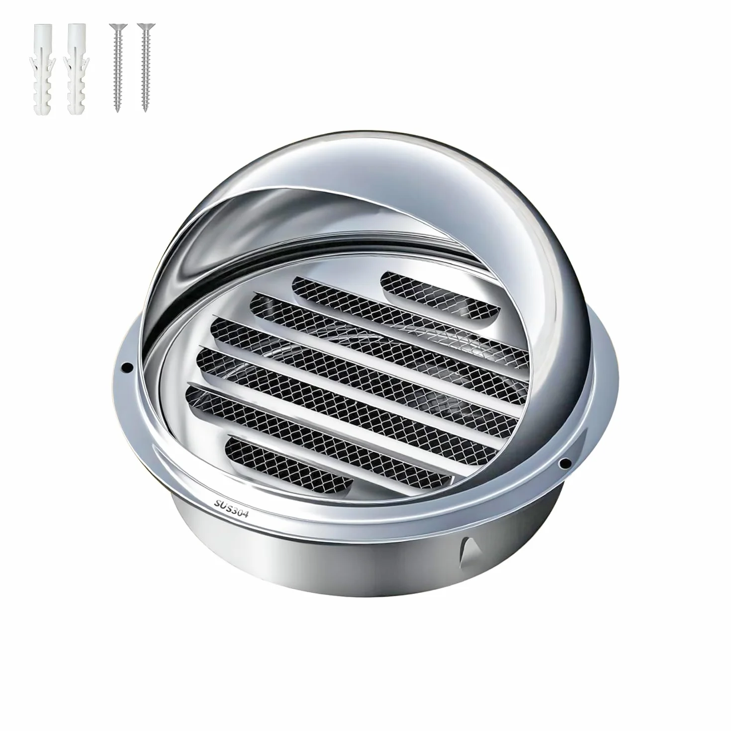 Qrity Rejilla de Ventilación Campana de Ventilación Redonda de Acero Inoxidable, Rejilla Ventilacion Extractor Campana, 130mm