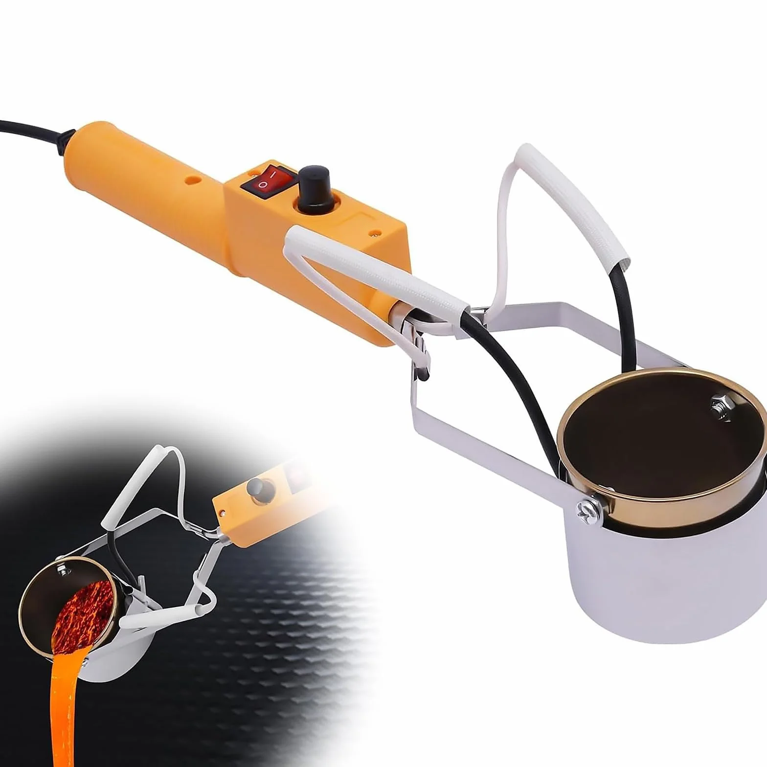 Horno de Fusión de Metal Eléctrico, Kit Olla de Fusión de Plomo 150-450℃ Temperatura Regulable Crisol Portátil Pesos Pesca Colgantes Manualidades DIY(280W)