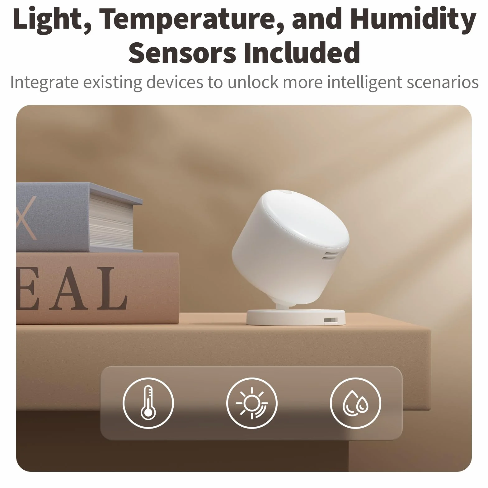 Aqara FP300 Sensor de Presencia Inalámbrico 5 en 1, Thread/Zigbee, mmWave Radar+PIR, Movimiento/Luz/Temperatura/Humedad, HomeKit, Home Assistant