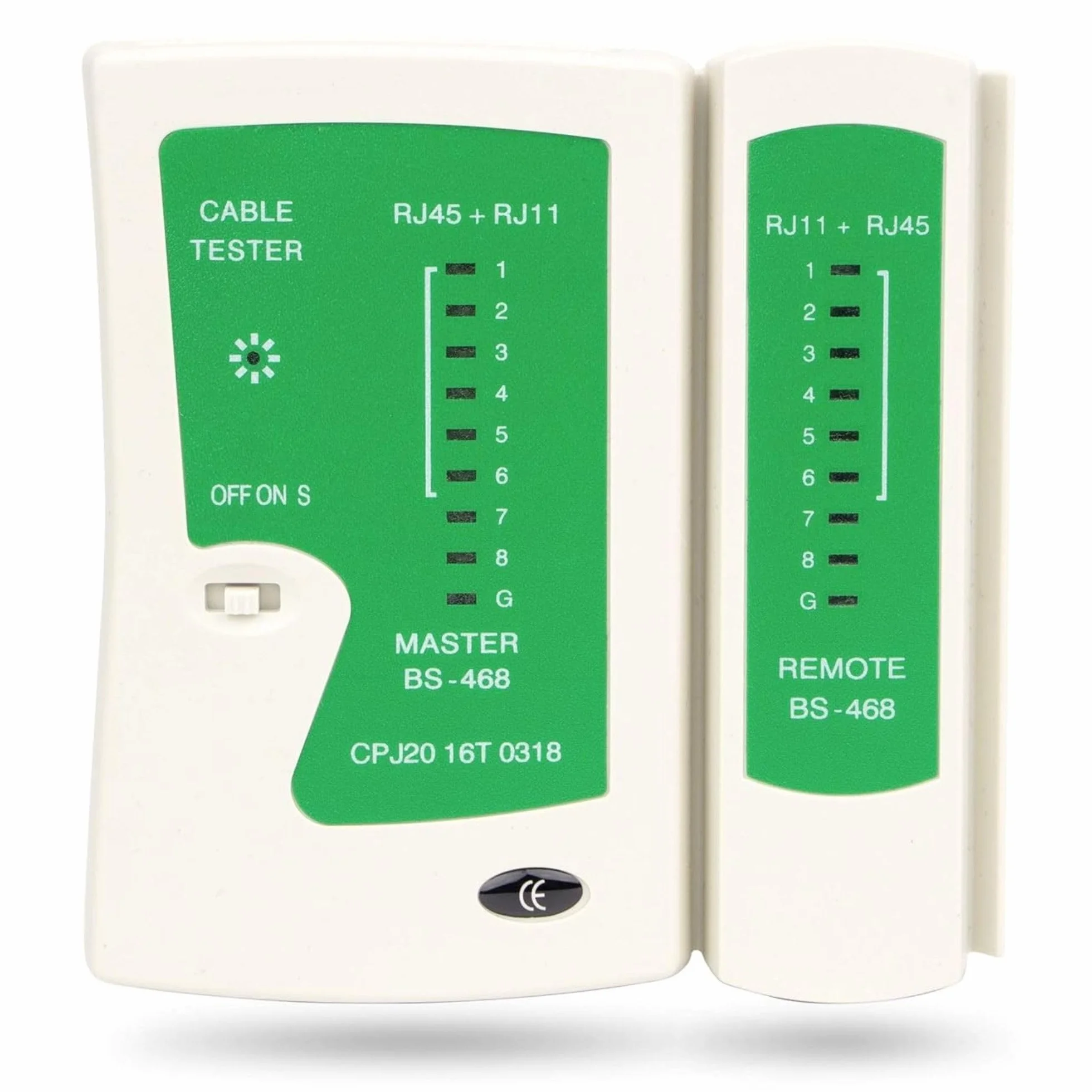 Incutex Comprobador de Cable RJ45 RJ11 Ethernet LAN Cat5 Cat6 Localizador, Kit Probador, Blanco-Verde