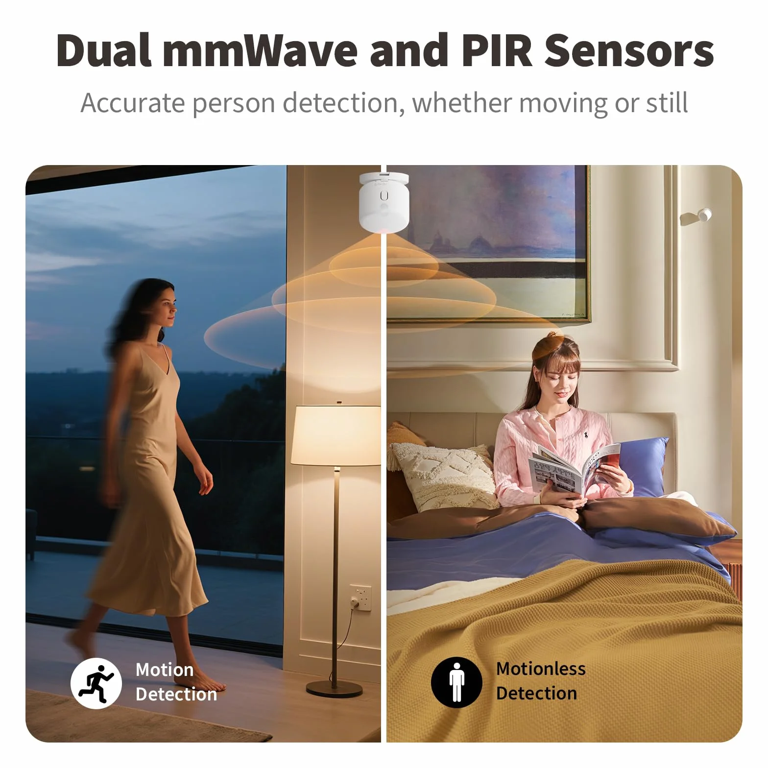 Aqara FP300 Sensor de Presencia Inalámbrico 5 en 1, Thread/Zigbee, mmWave Radar+PIR, Movimiento/Luz/Temperatura/Humedad, HomeKit, Home Assistant