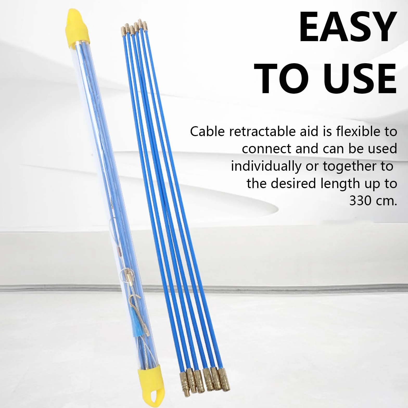 20 Varillas De Acceso Para Cables, Barra De Acoplamiento De Electricista, Kit De Entrada De Cable De Fibra De Vidrio, Espiral RetráCtil Con Muelle GuíA, Ayuda Para Tirar De Cables (33 cm)