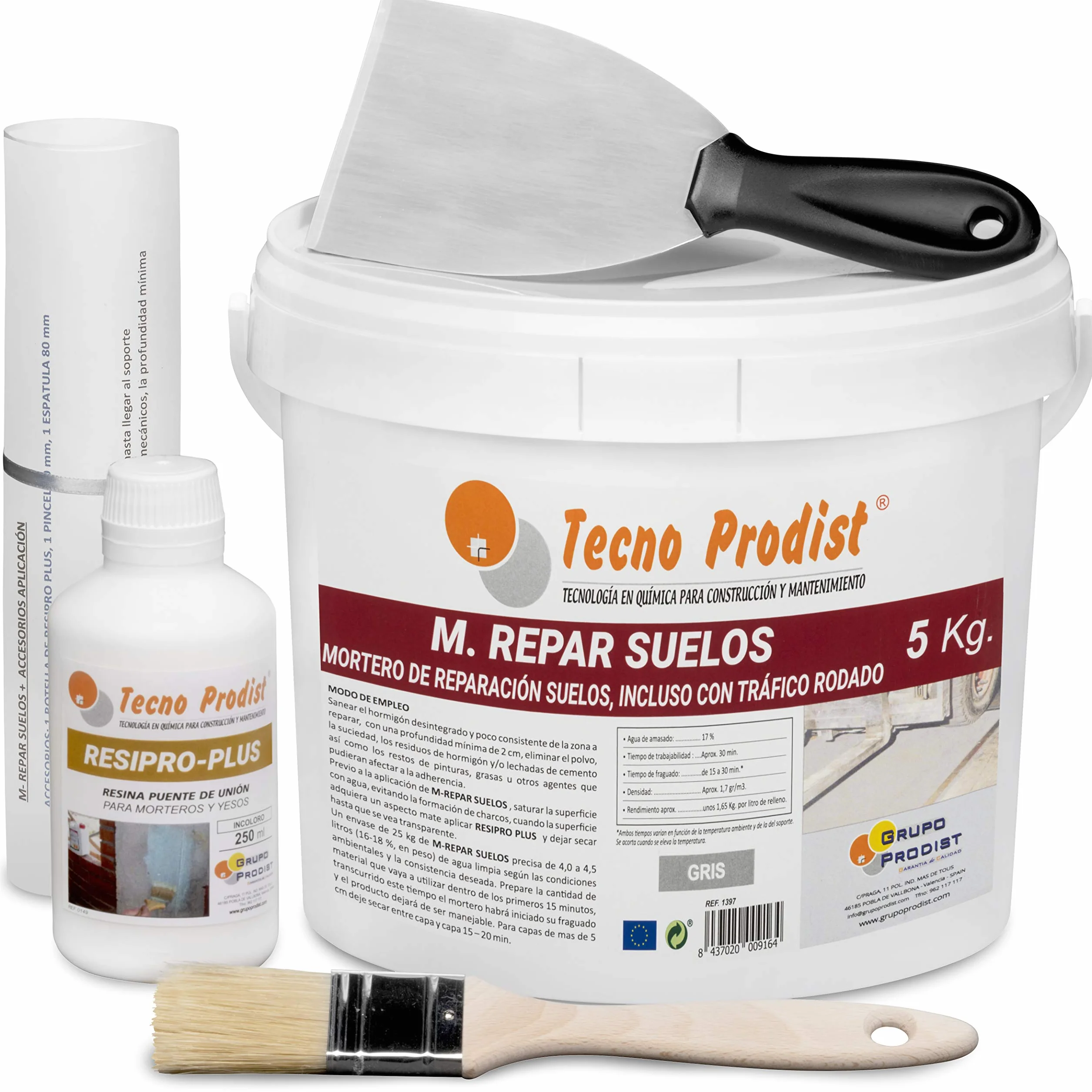Mortero de reparación suelos hormigón M-REPAR SUELOS Tecno Prodist 5 kg Kit