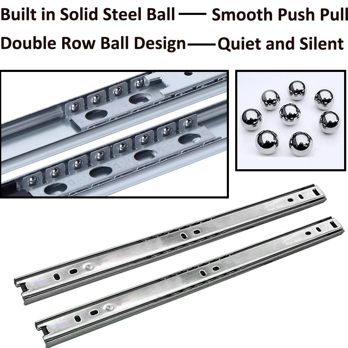 4 Par (8 Piezas) 350mm Guías para Cajones 27mm Guías Correderas para Cajones Guías Laterales para Cajones con Rodamiento de Bolas Extensión Rieles para Cajones