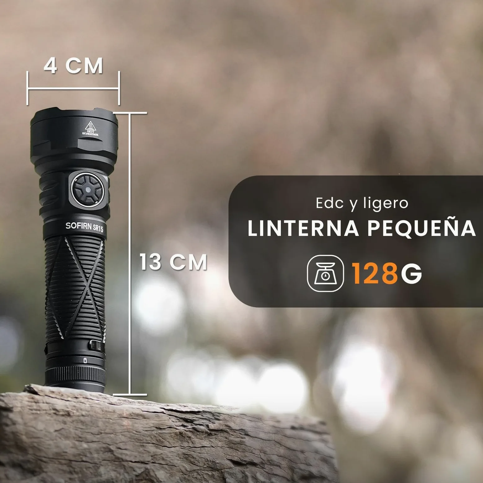 Sofirn SR15 Linterna LED Recargable, 4500 Lúmenes, 510 m Alcance, Linterna Tactica con 8 Modos, USB-C, IPX8 Impermeable, Base Magnética, Clip y Diseño Compacto para Trabajo, Emergencias y Uso Diario
