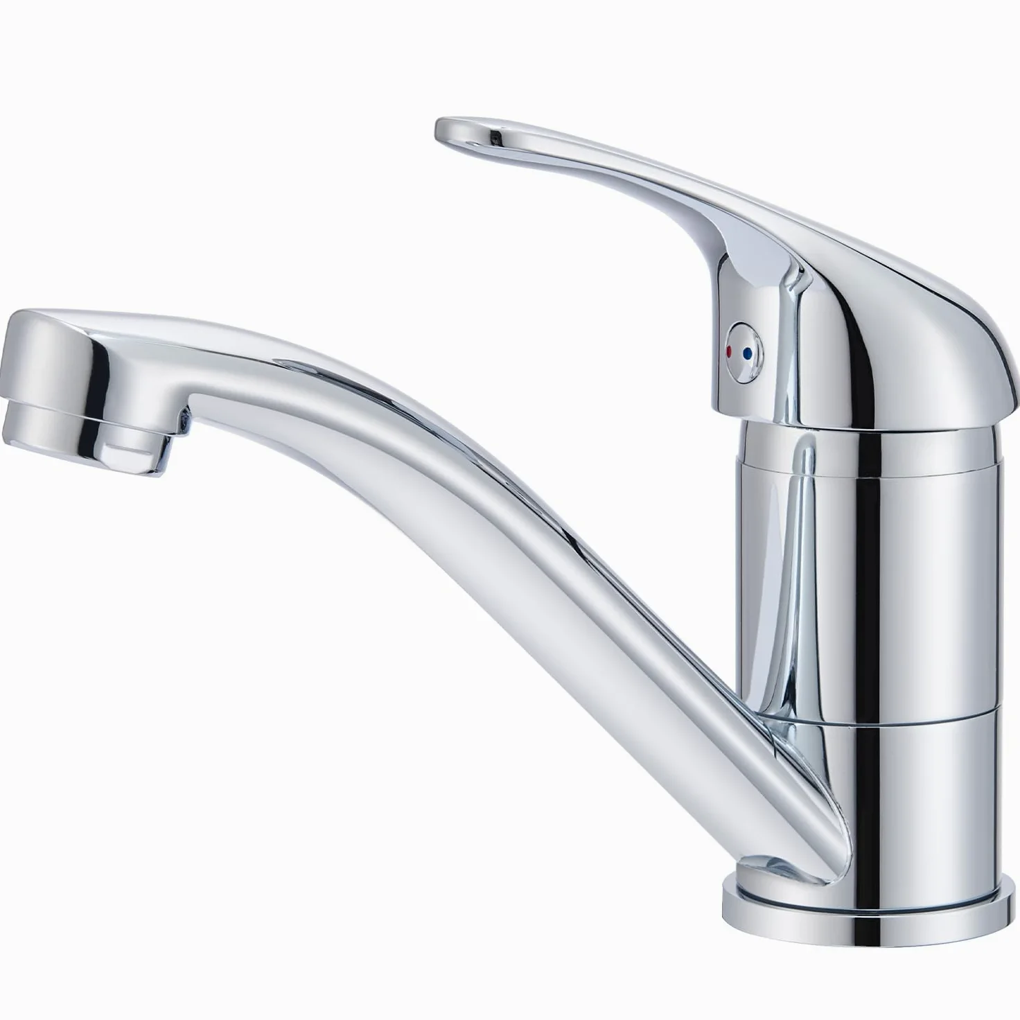 Grifo Lavabo, Grifo Baño Cromado Giratorio 360°, Grifería Monomando Mezclador Agua Fría y Caliente, Acero Inoxidable, Aireador Extraíble, Altura de Salida 87 mm