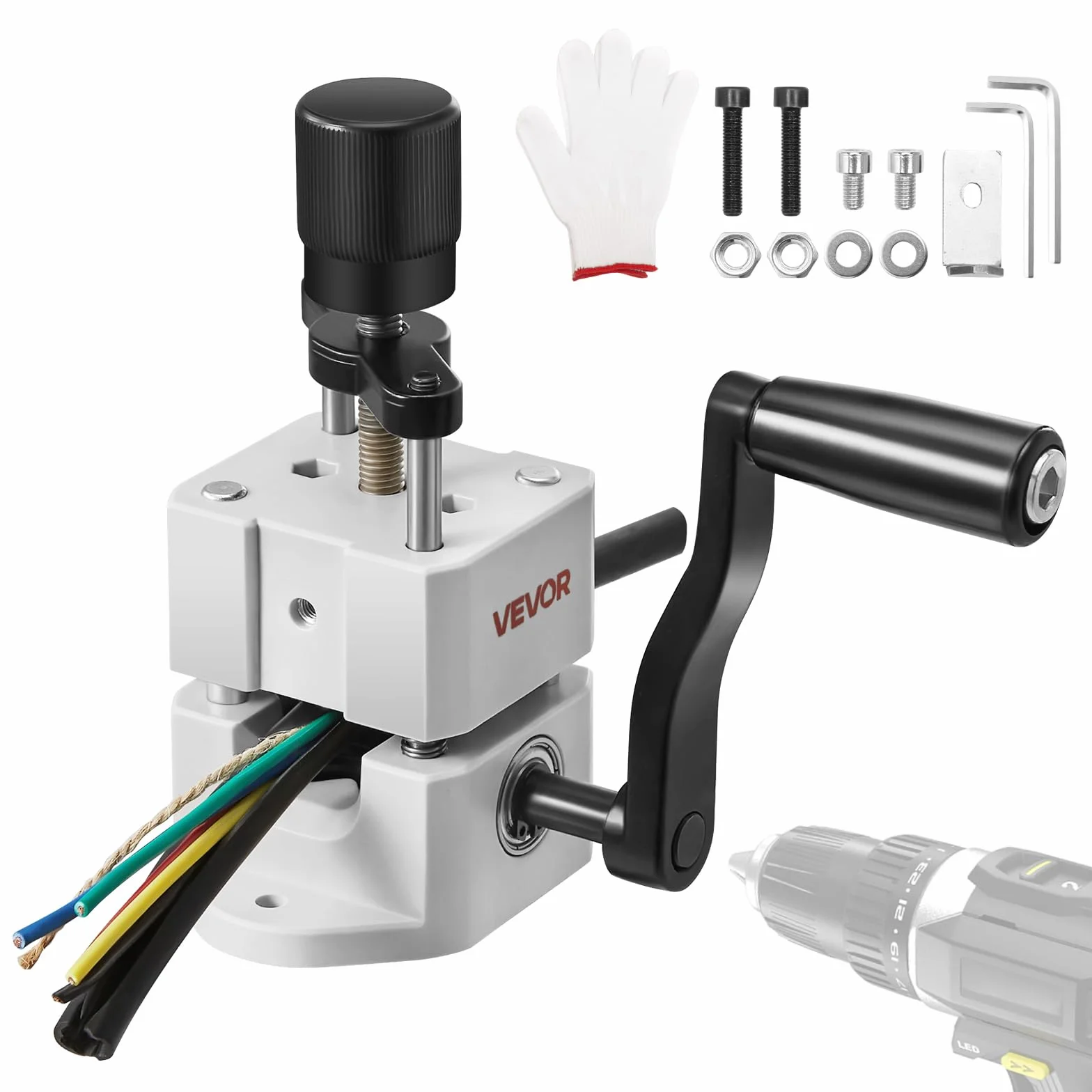 VEVOR Peladora de Cables Manual de 1,5-25 mm, Peladora de Cobre Portátil ABC y PC con Manivela o Taladro, Cuchillas Templadas de 64 Mn, Rodillos de Acero para Reciclaje de Chatarra de Cobre