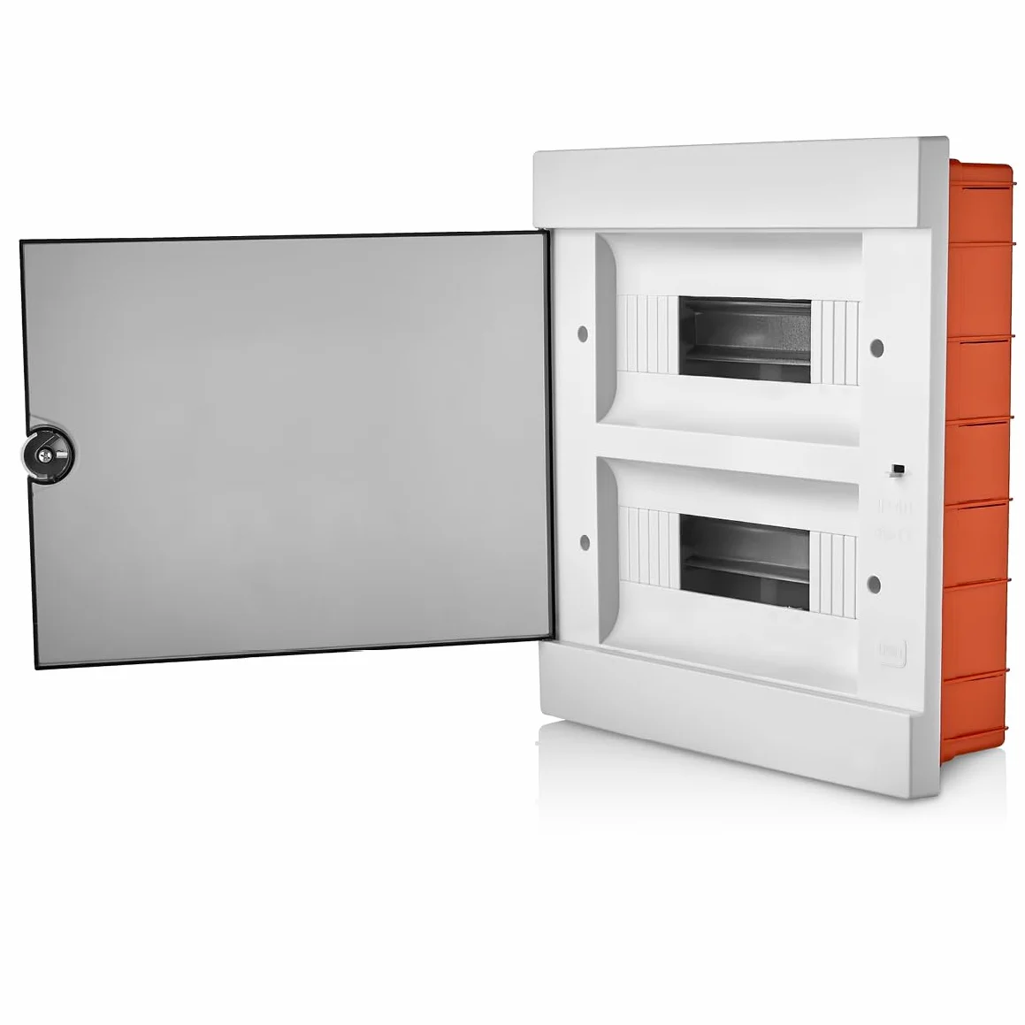 Lion Electric Armario de 2 filas, caja de fusibles de 24 módulos, color blanco, para interruptor de instalación eléctrica IP40, caja de distribución con riel y puerta transparente para todos los