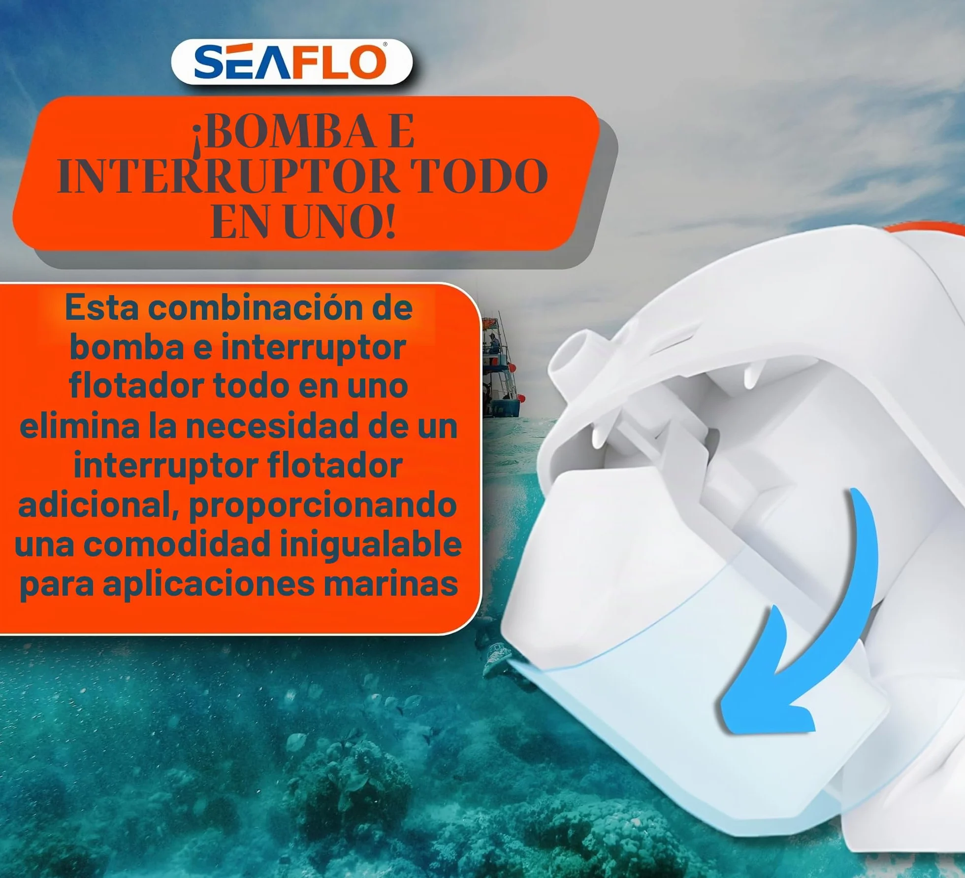 LIGHTEU Seaflo - Bomba automática de agua de sentina sumergible para barcos, 12 V, con interruptor de flotador 1100 GPH