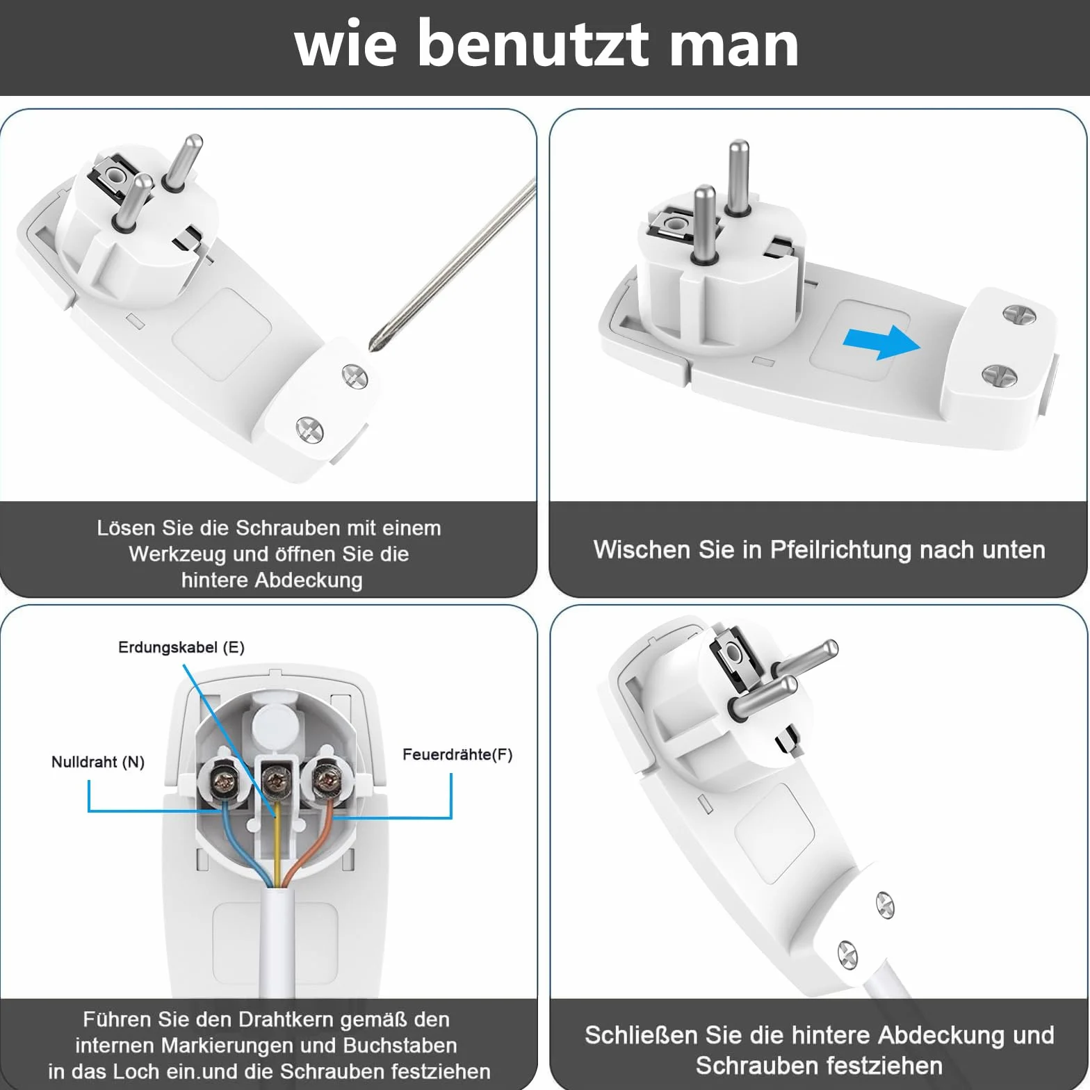 Enchufe Plano 2 Piezas Blanco Schuko IP20 250V 16A 1,5 mm²