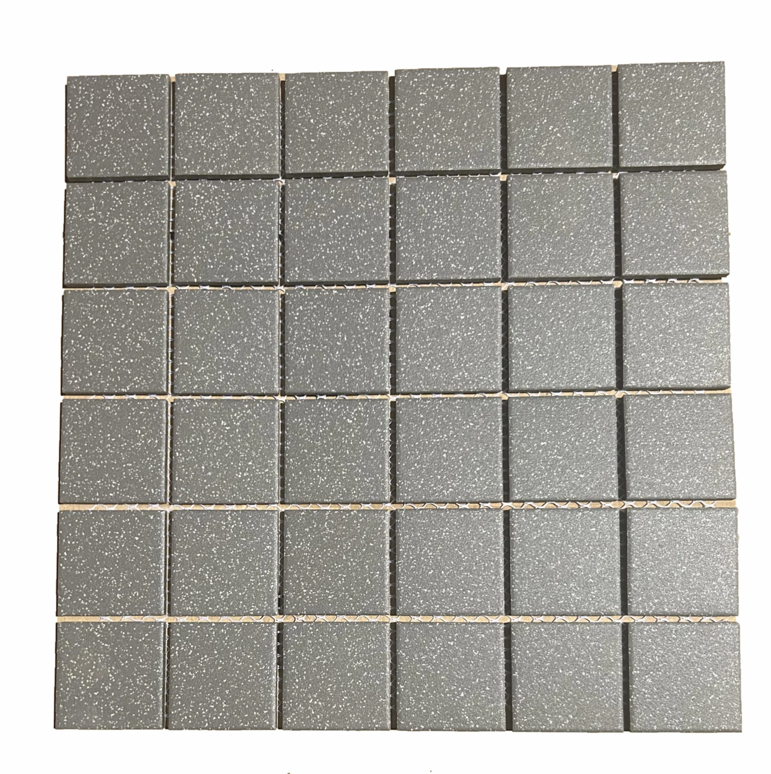 Mosaico enmallado de Porcelánico Todo Masa 4,8x4,8cm Modelo U014 Gris Oscuro Sal&Pimienta Malla 30x30cm