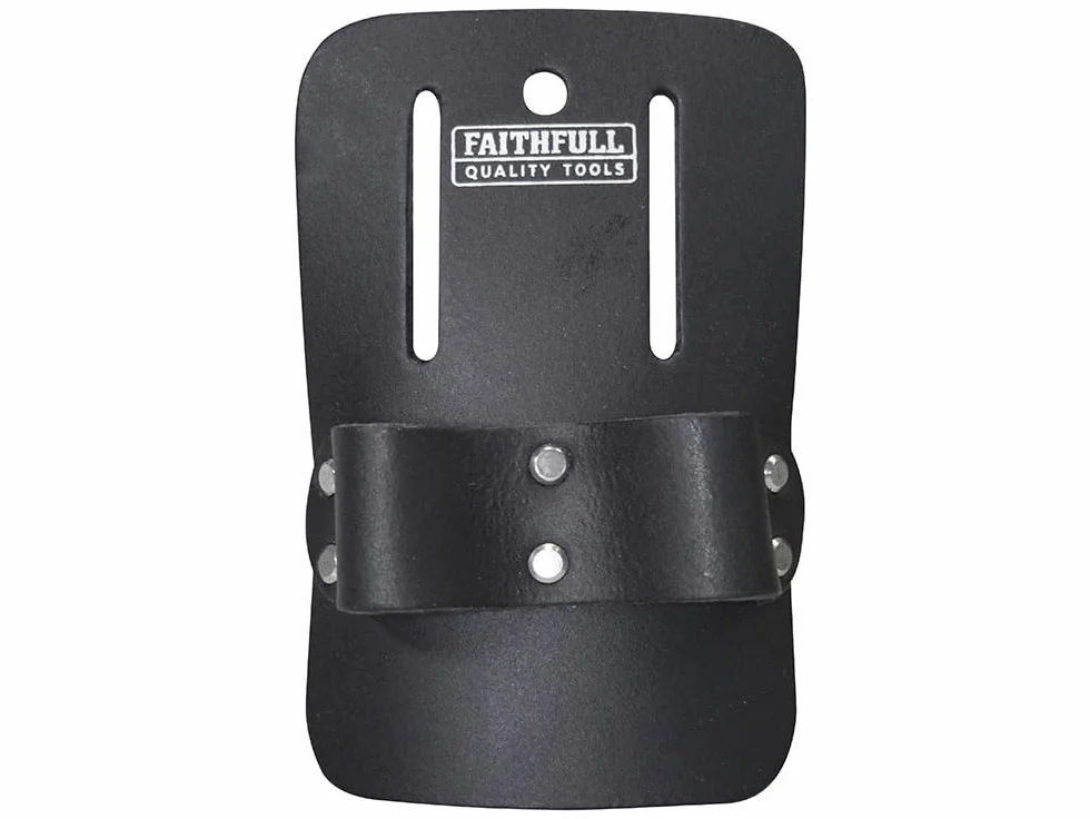 Faithfull Porte-clé d'échafaudage double boucle en cuir noir pour ceinture à outils